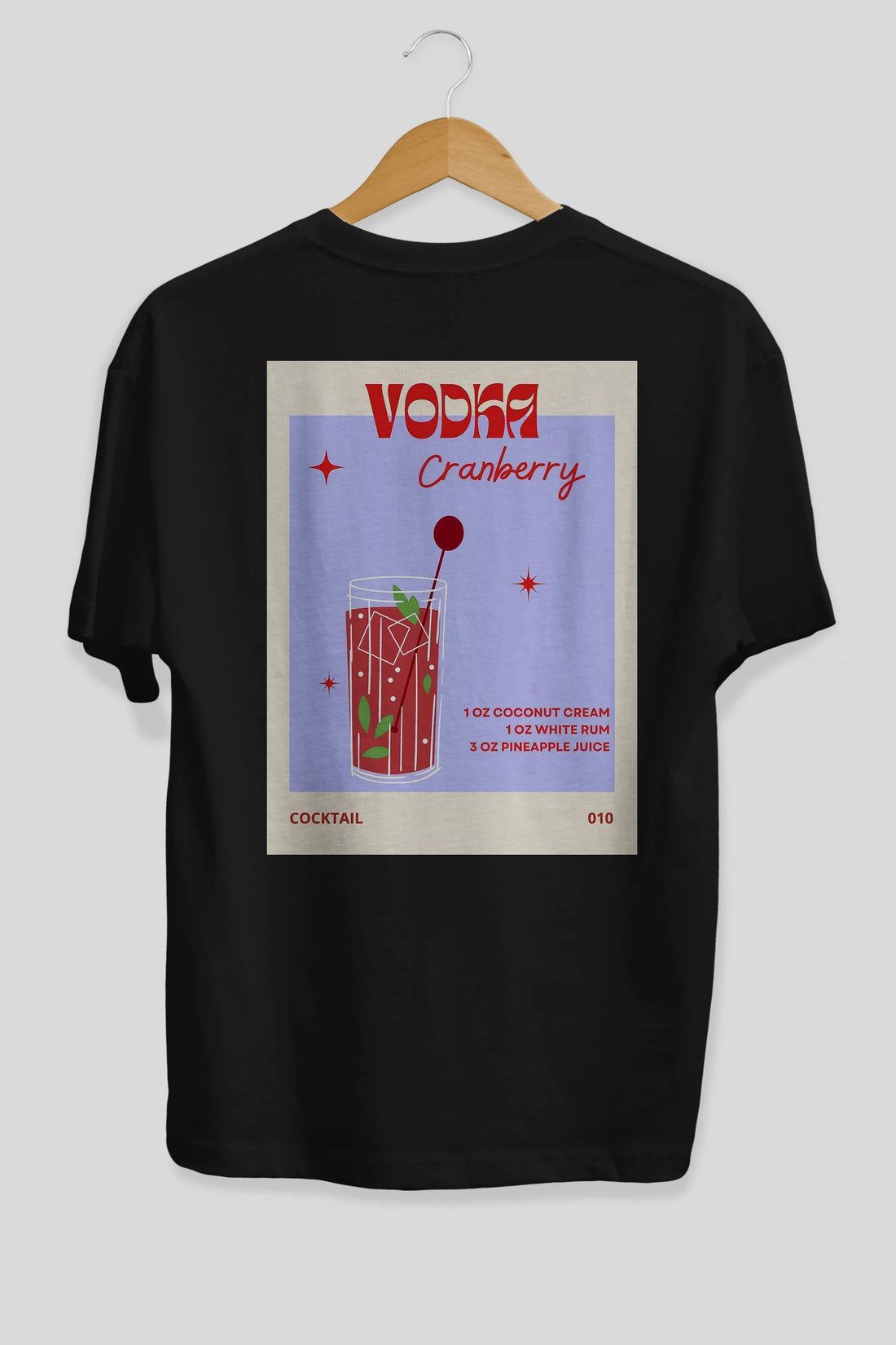 Vodka Cranberry Arka Baskılı Oversize t-shirt Erkek Kadın Unisex %100 Pamuk Bisiklet Yaka tişort