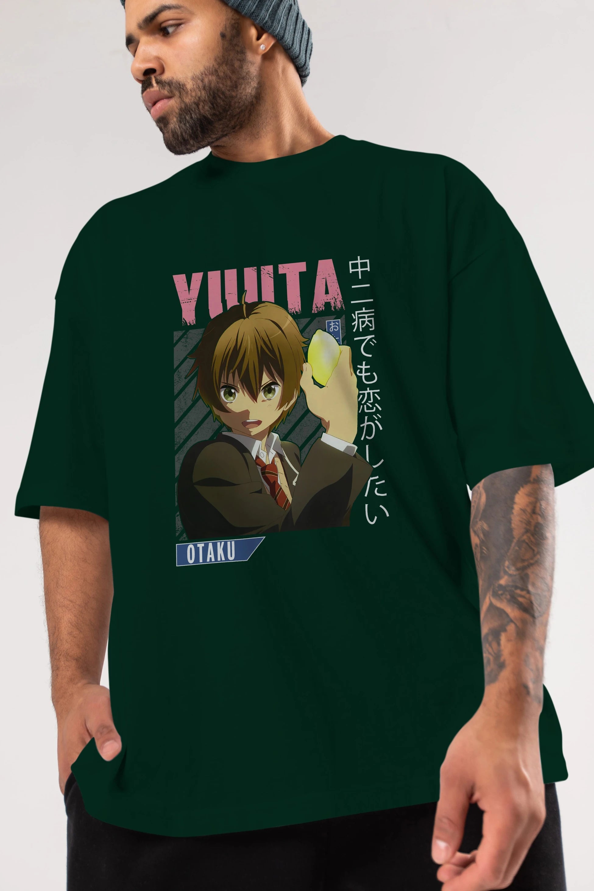 Yuuta Togashi 2 Anime Ön Baskılı Oversize t-shirt %100 pamuk Erkek Kadın Unisex