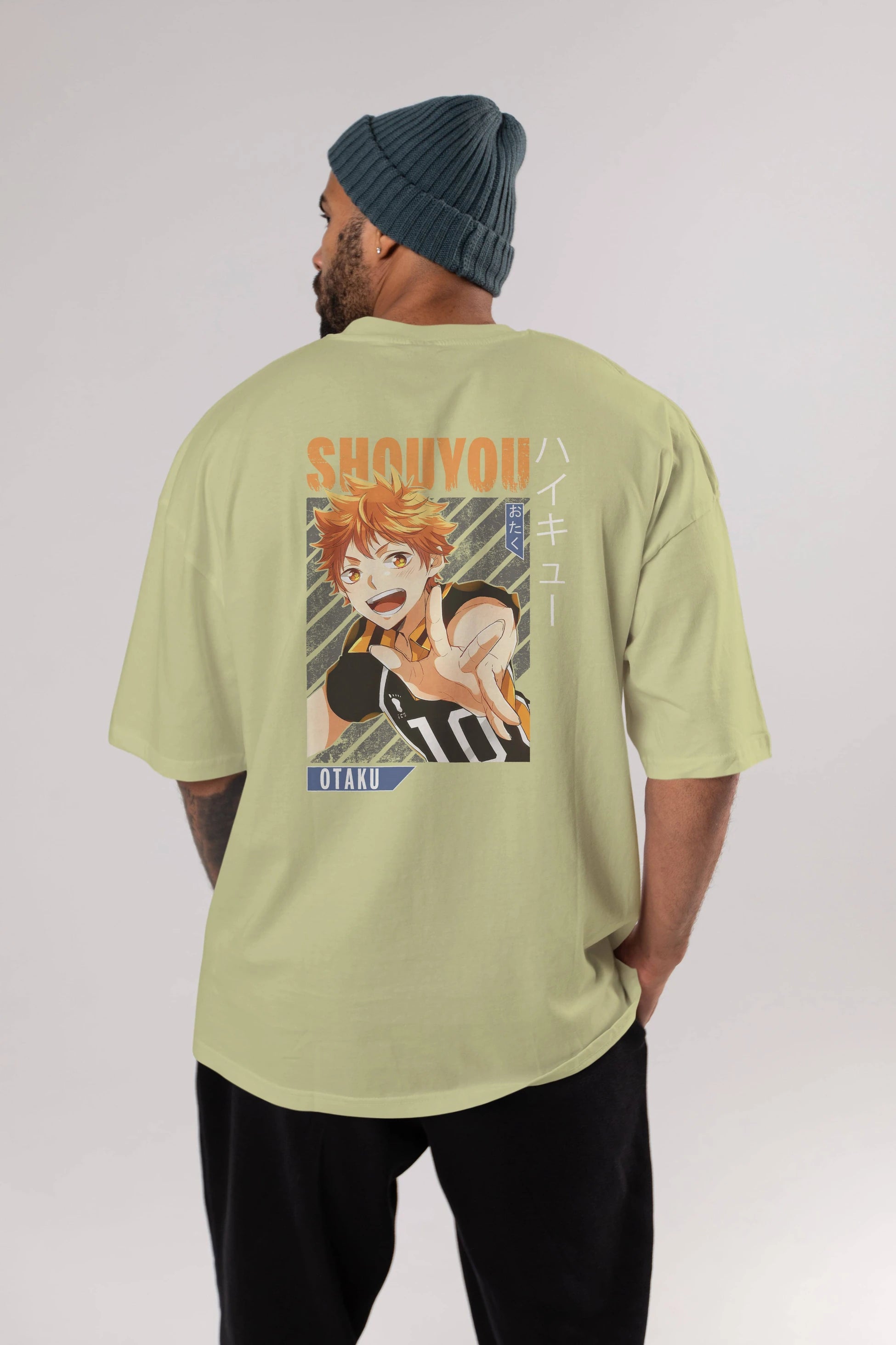 Shouyou Hinata 9 Anime Arka Baskılı Oversize t-shirt Erkek Kadın Unisex