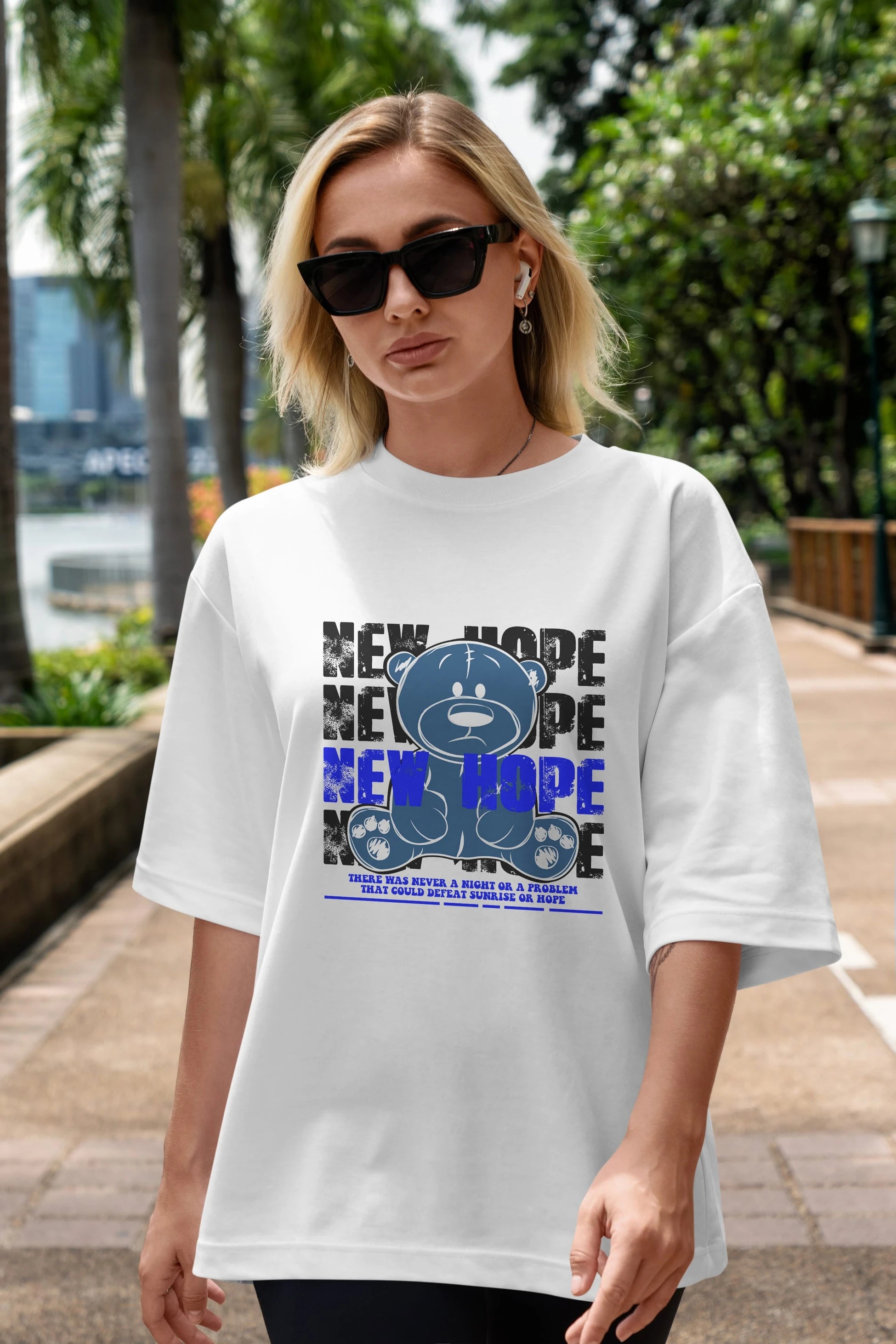 Teddy Bear New Hope Ön Baskılı Oversize t-shirt Erkek Kadın Unisex