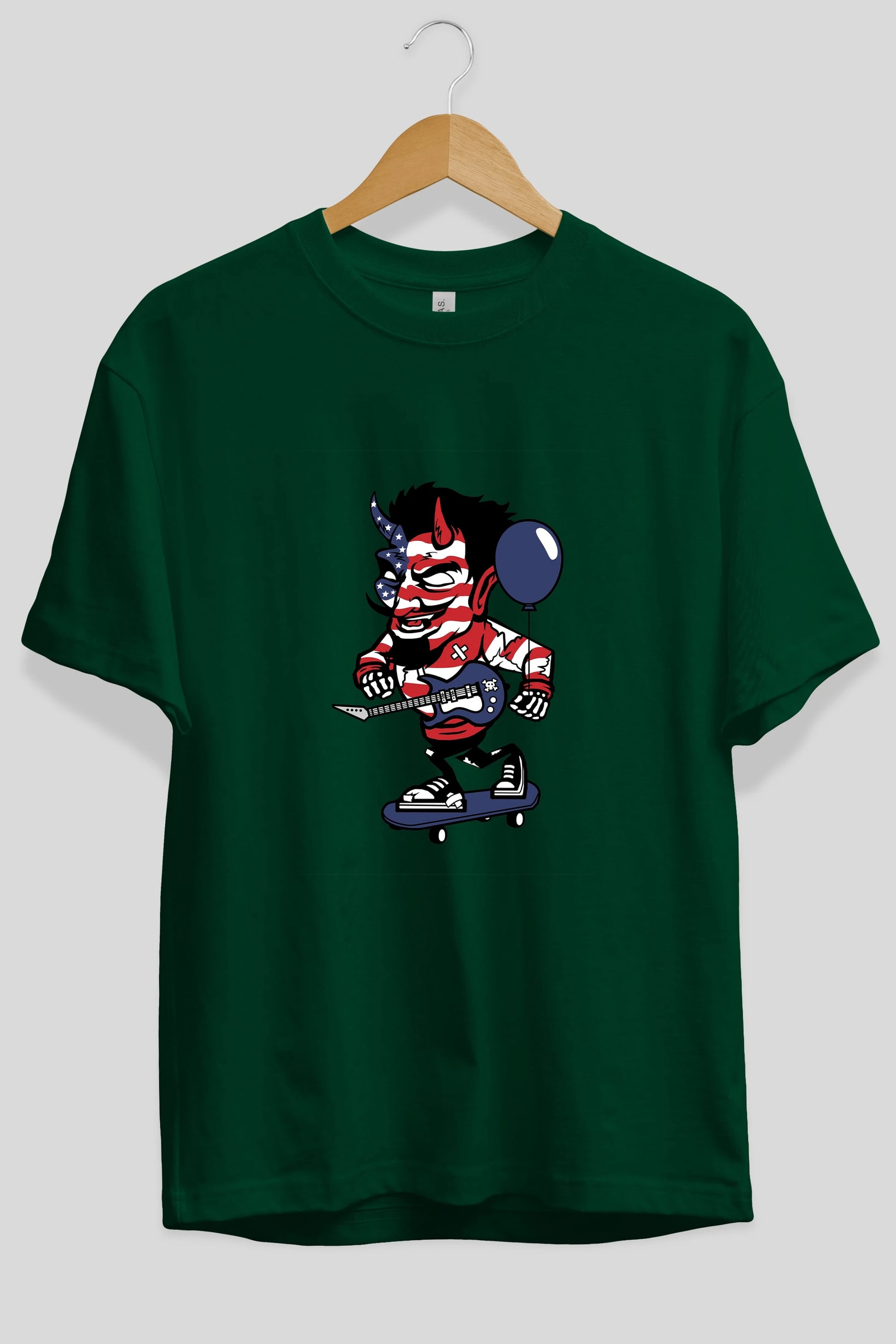 American Devil Skater Ön Baskılı Oversize t-shirt Erkek Kadın Unisex %100 Pamuk tişort