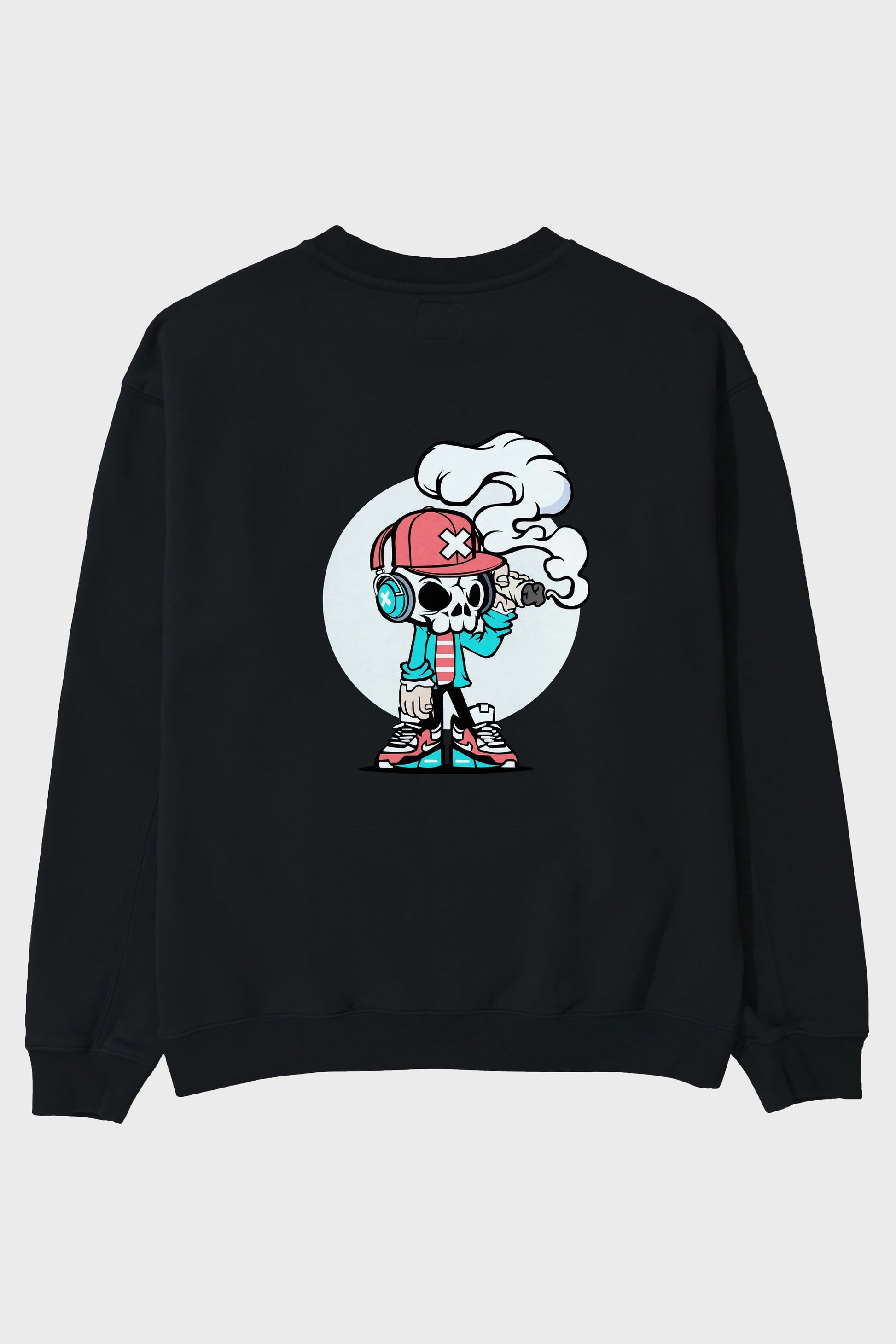 Skull Headphone Arka Baskılı Oversize Sweatshirt Erkek Kadın Unisex