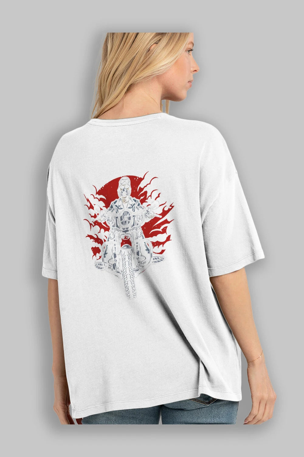 Wild Biker Arka Baskılı Oversize t-shirt Erkek Kadın Unisex %100 Pamuk