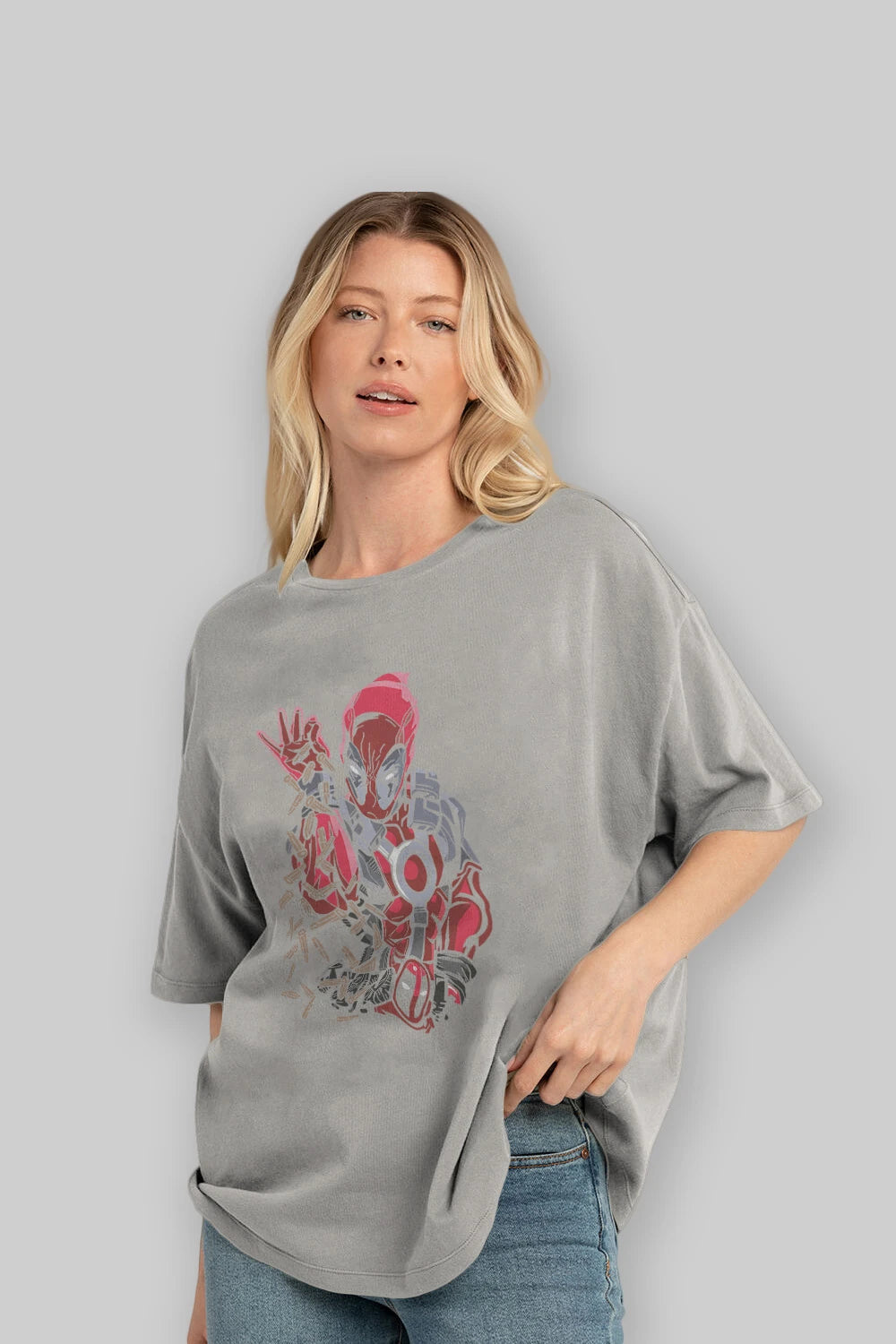 Deadpool (2) Ön Baskılı Oversize t-shirt Erkek Kadın Unisex %100 Pamuk Bisiklet Yaka tişort