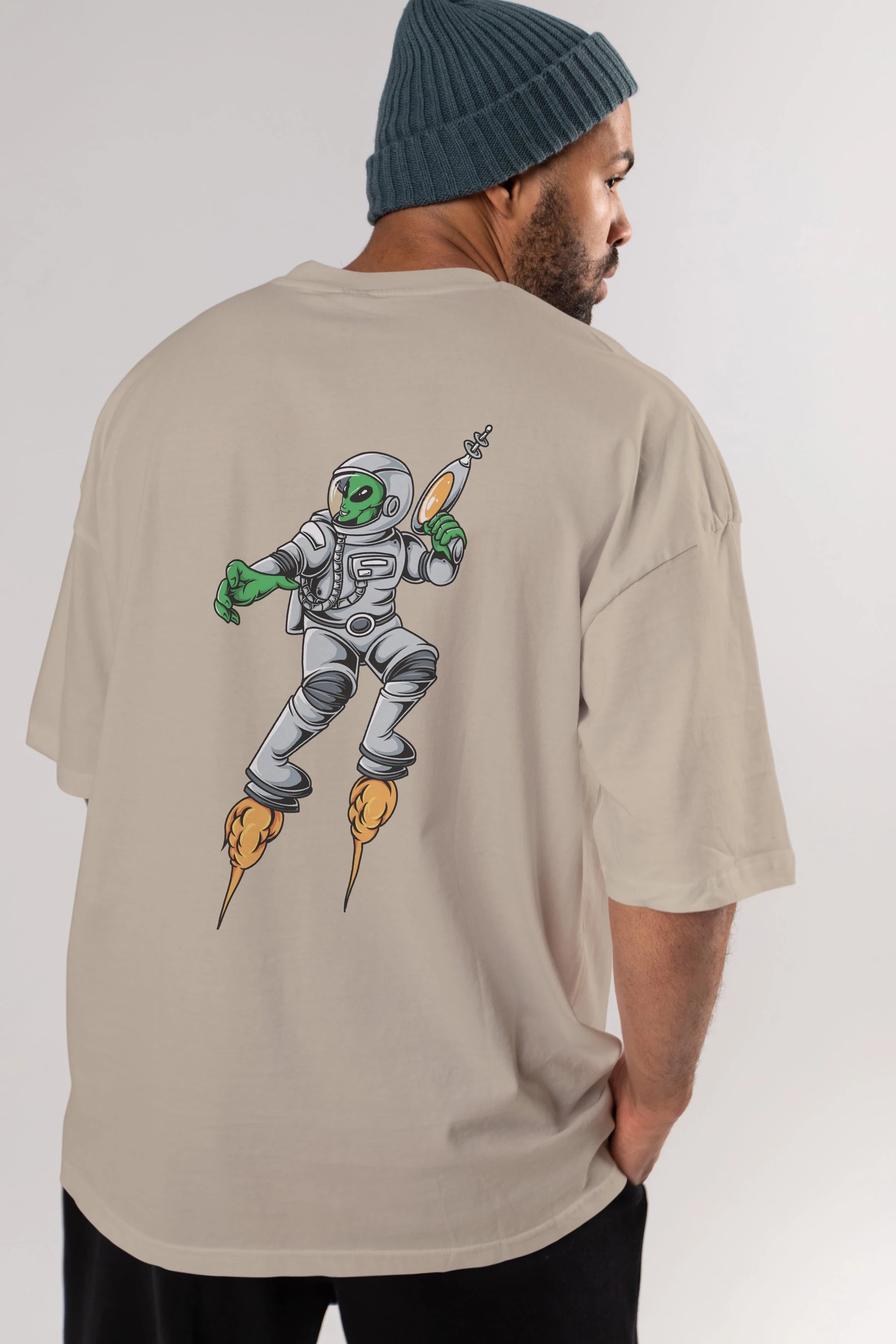 Alien Wars Arka Baskılı Oversize t-shirt Erkek Kadın Unisex