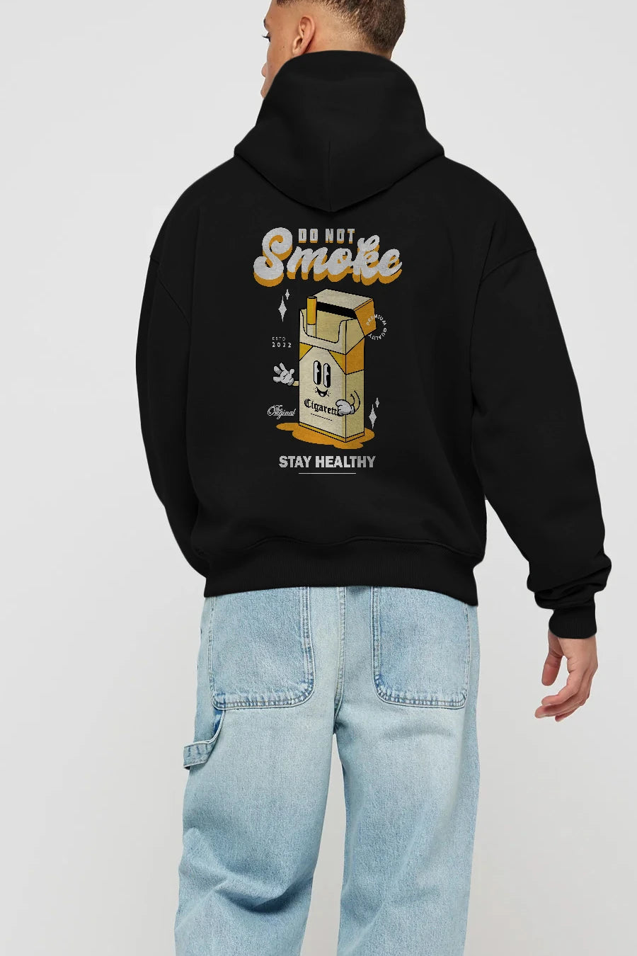 Do Not Smoke Arka Baskılı Hoodie Oversize Kapüşonlu Sweatshirt Erkek Kadın Unisex