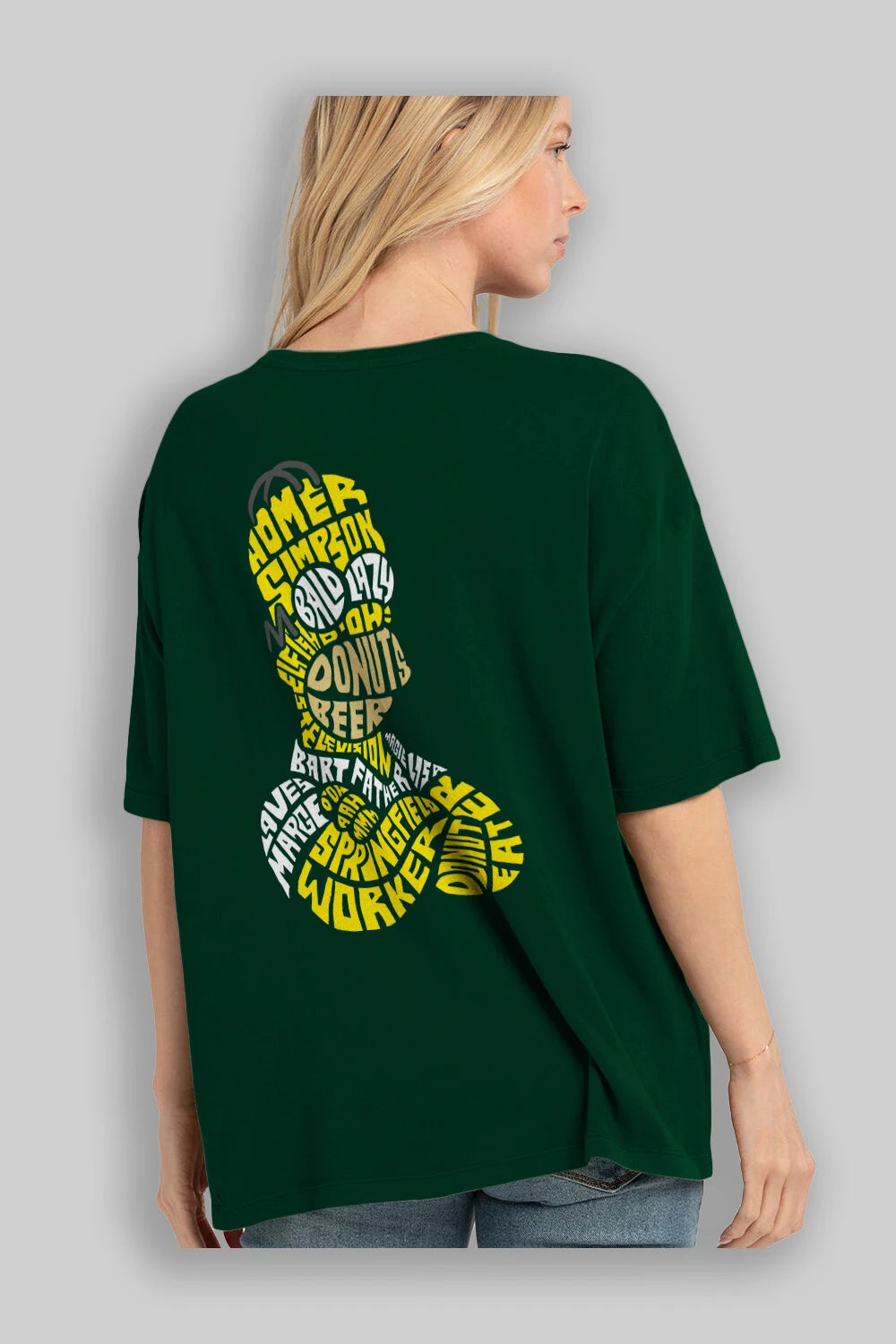 Homer Simpson Arka Baskılı Oversize t-shirt %100 pamuk Erkek Kadın Unisex