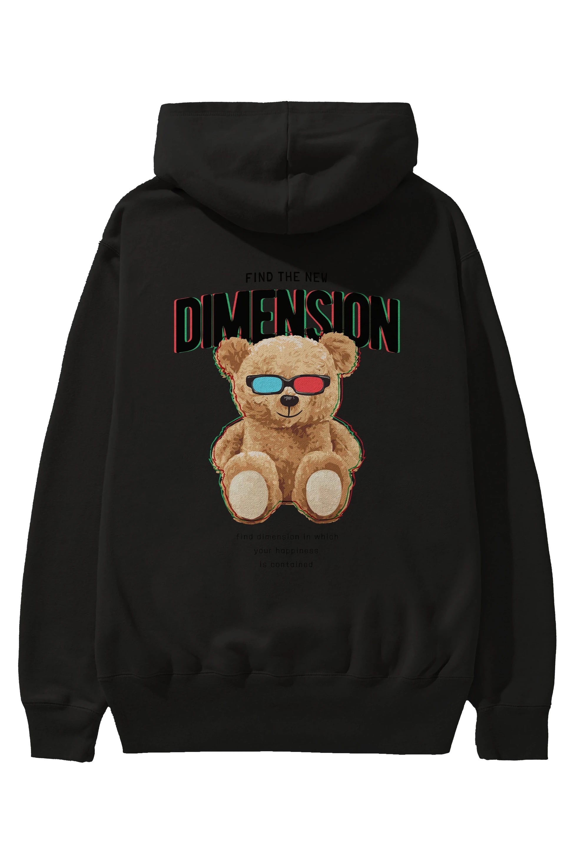 Teddy Bear Dimension Arka Baskılı Hoodie Oversize Kapüşonlu Sweatshirt Erkek Kadın Unisex