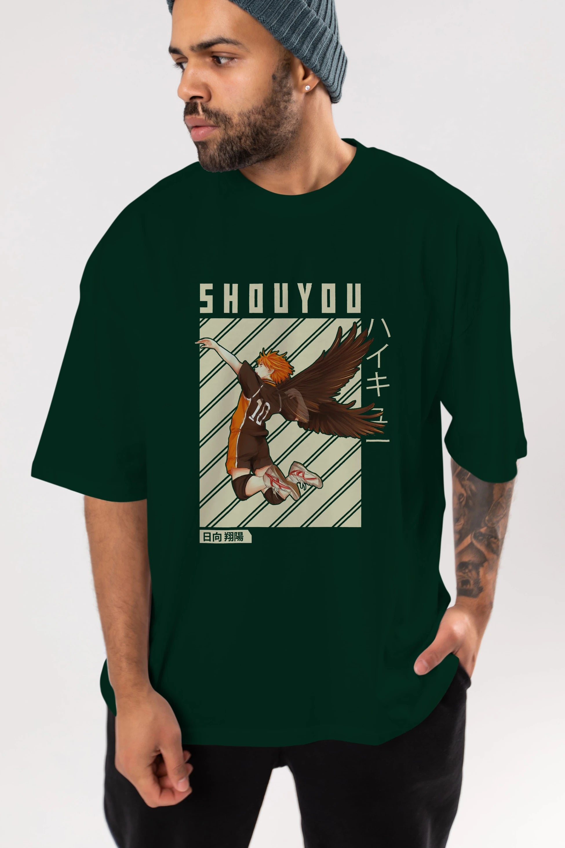 Shouyou Hinata 3 Anime Ön Baskılı Oversize t-shirt %100 pamuk Erkek Kadın Unisex