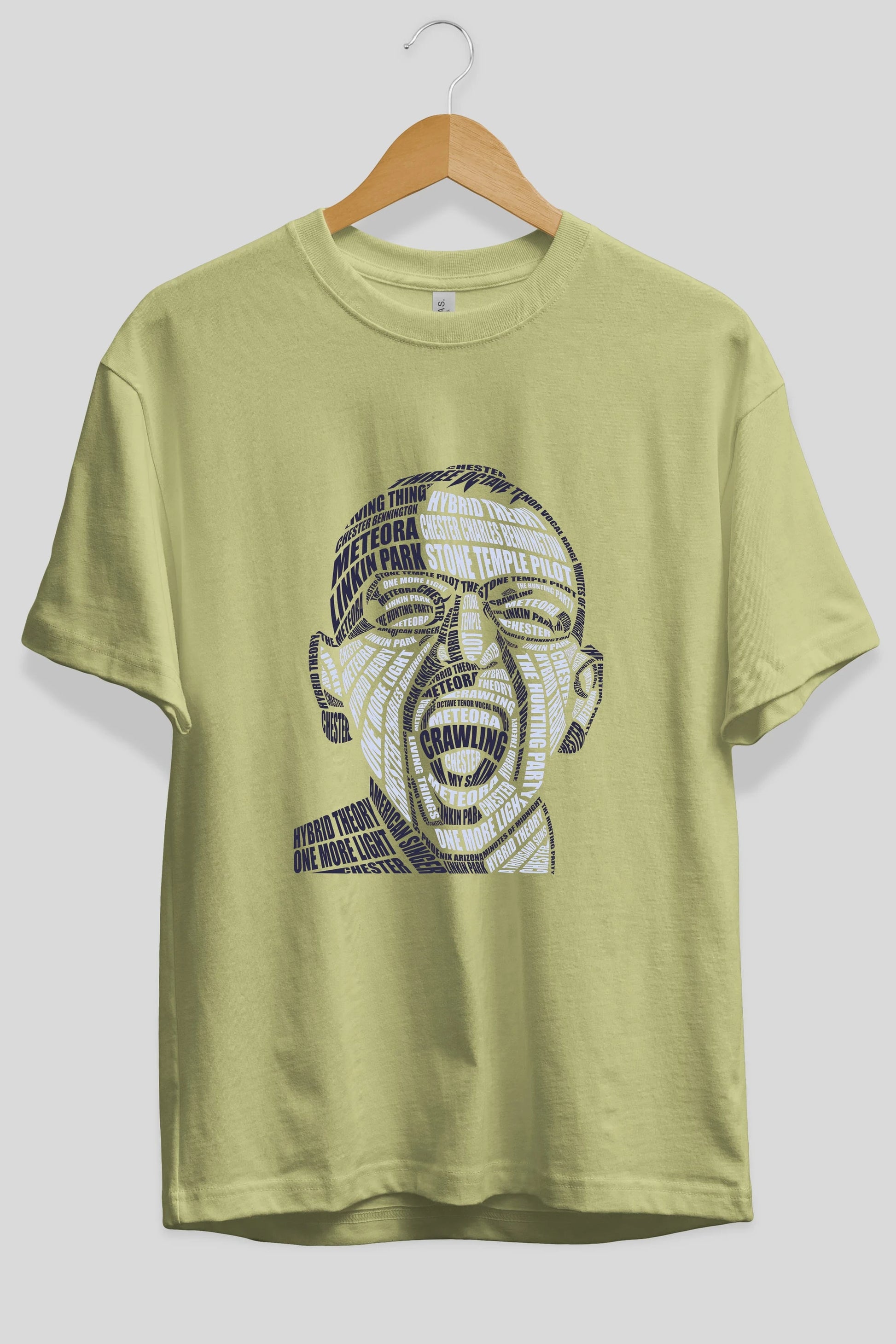 Chester Bennington Calligram Ön Baskılı Oversize t-shirt %100 pamuk Erkek Kadın Unisex