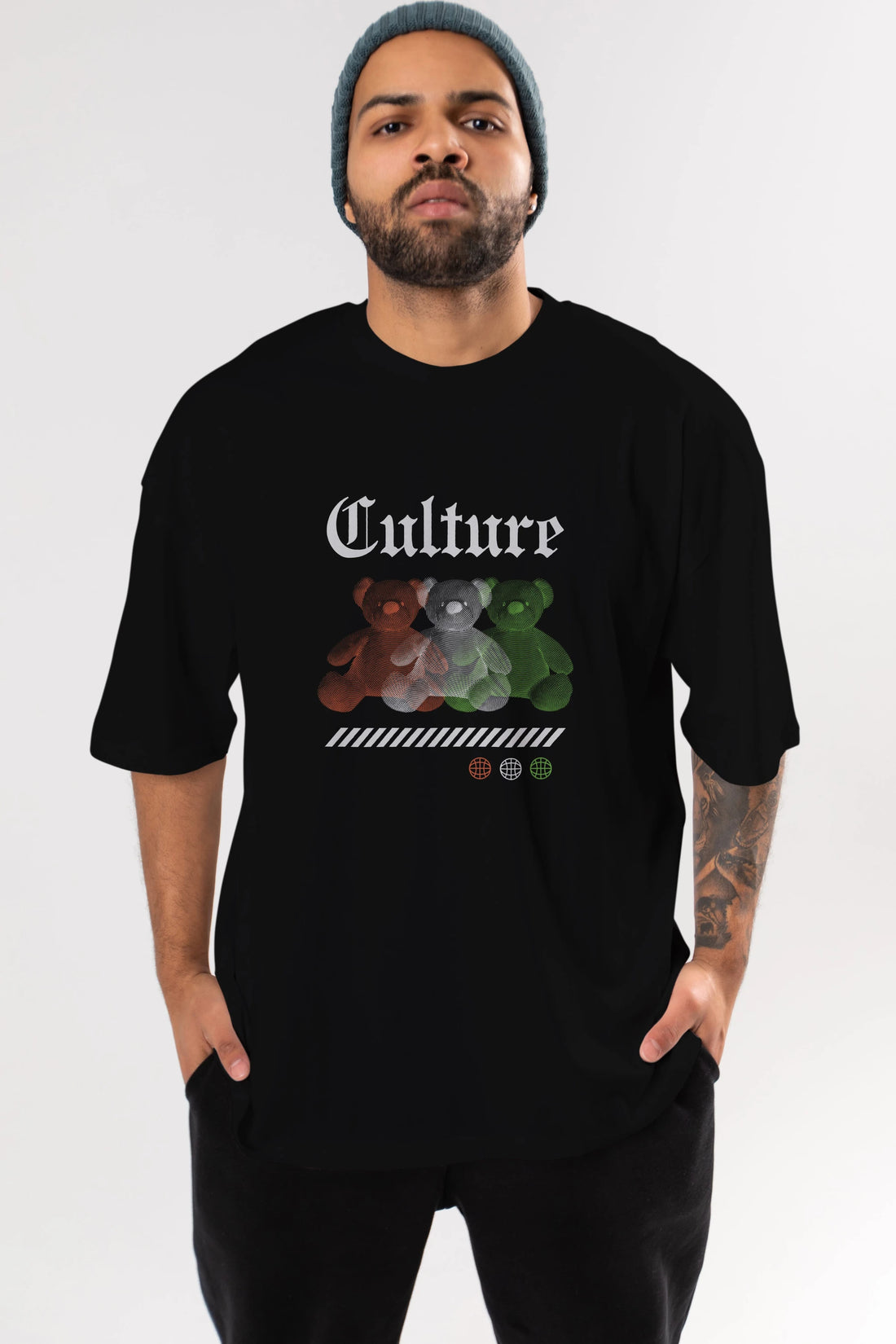 Culture Bear Ön Baskılı Oversize t-shirt Erkek Kadın Unisex