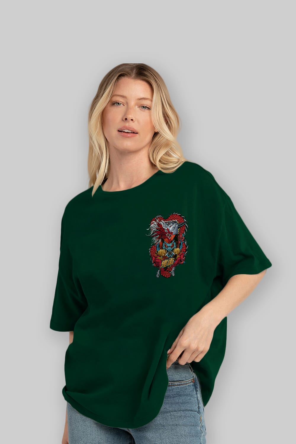 TRIBAL Ön Sol Baskılı Oversize t-shirt Erkek Kadın Unisex %100 Pamuk Bisiklet Yaka tişort