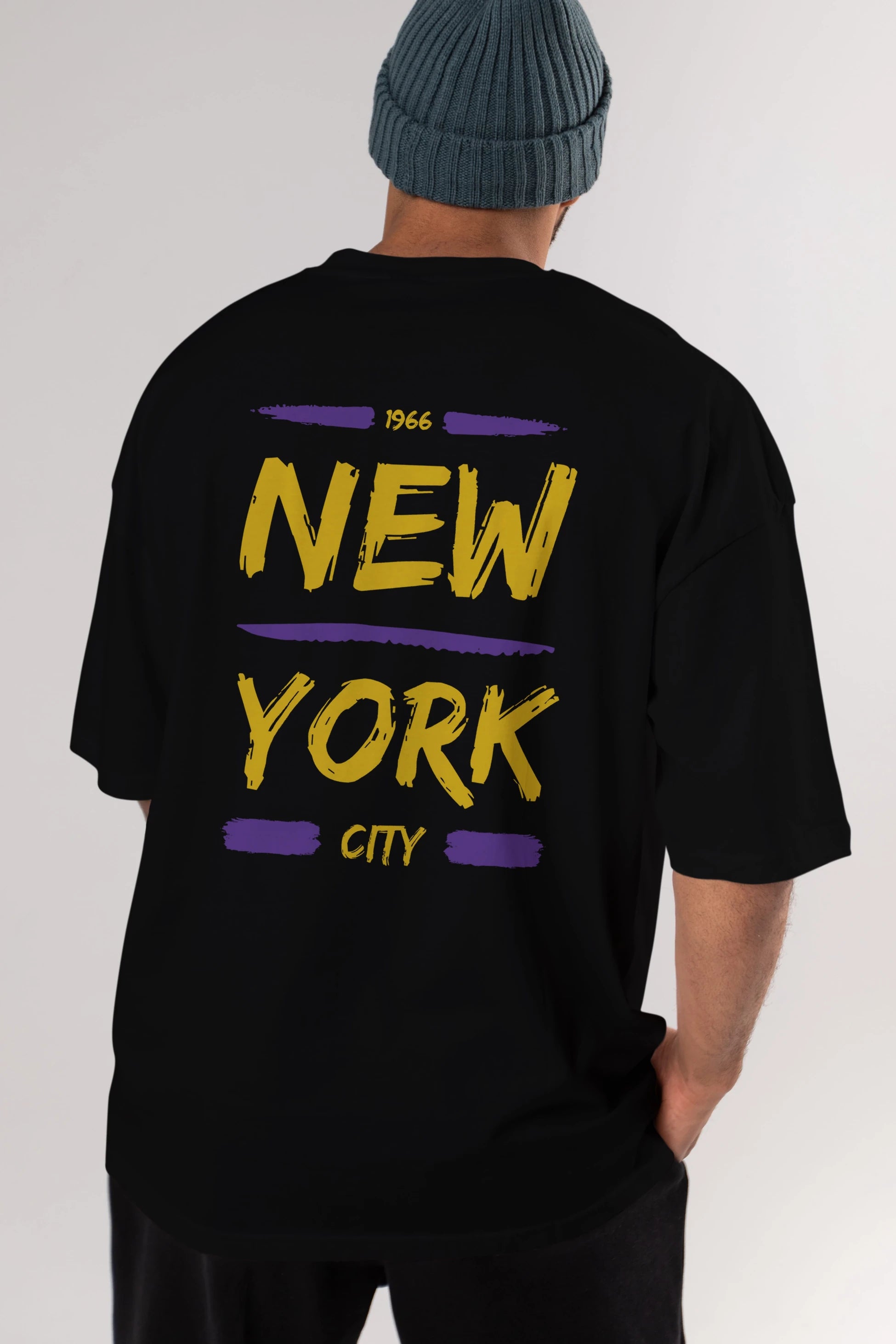 New York City 2 Arka Baskılı Oversize t-shirt Erkek Kadın Unisex