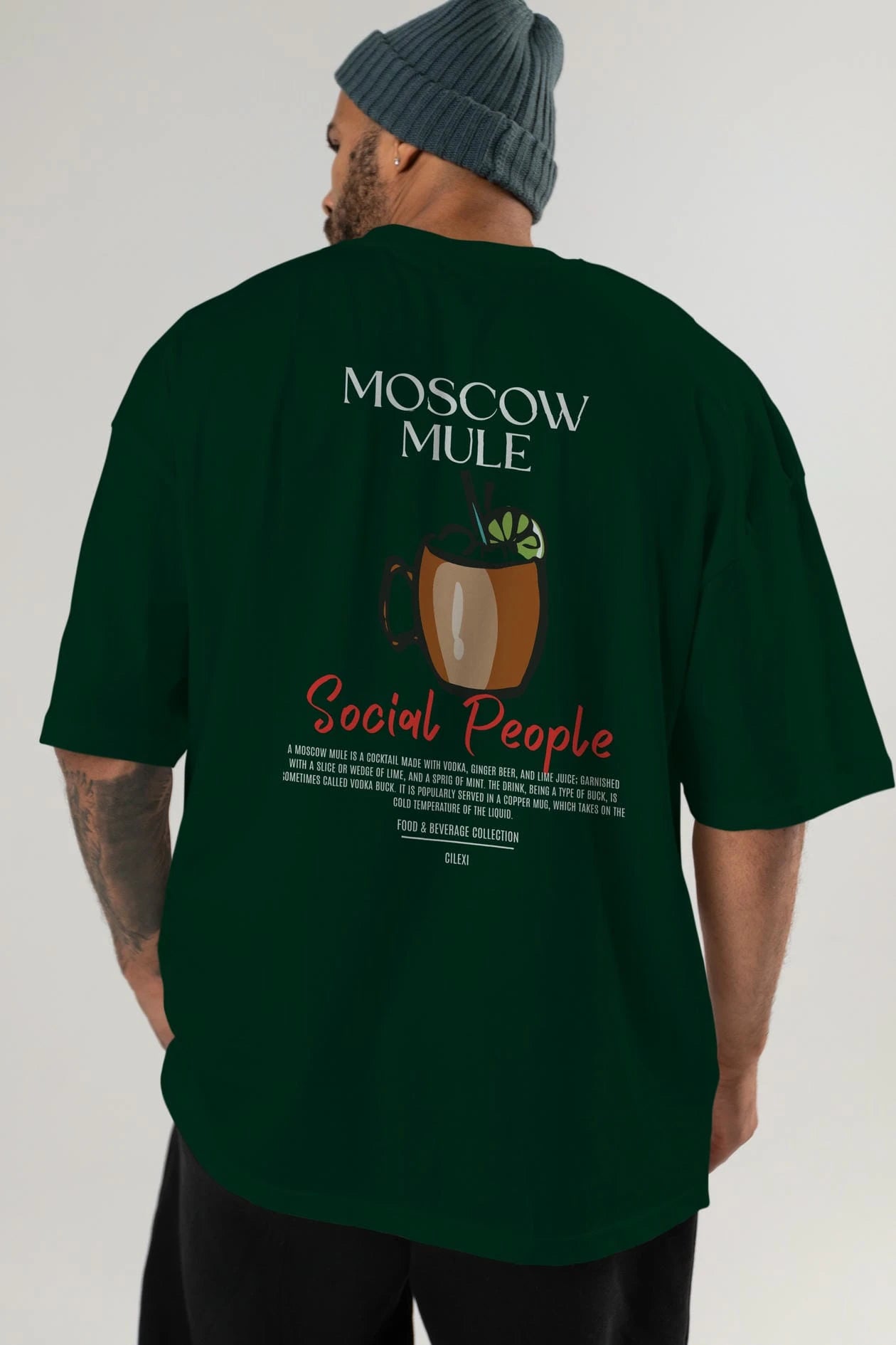 Moscow Mule Kokteyl Serisi Baskılı Oversize t-shirt Erkek Kadın Unisex %100 Pamuk Bisiklet Yaka tişort