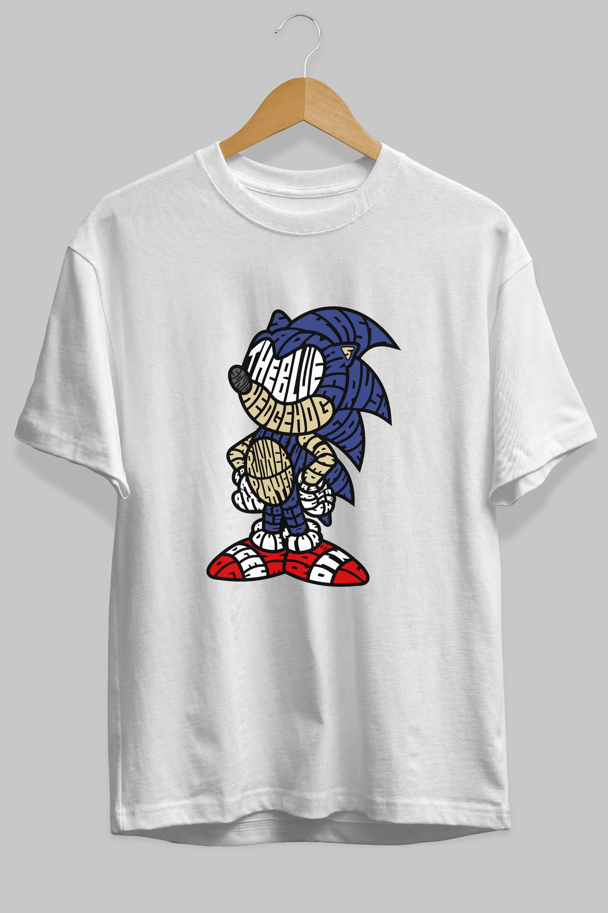 The Blue Hedgehog Ön Baskılı Oversize t-shirt %100 pamuk Erkek Kadın Unisex