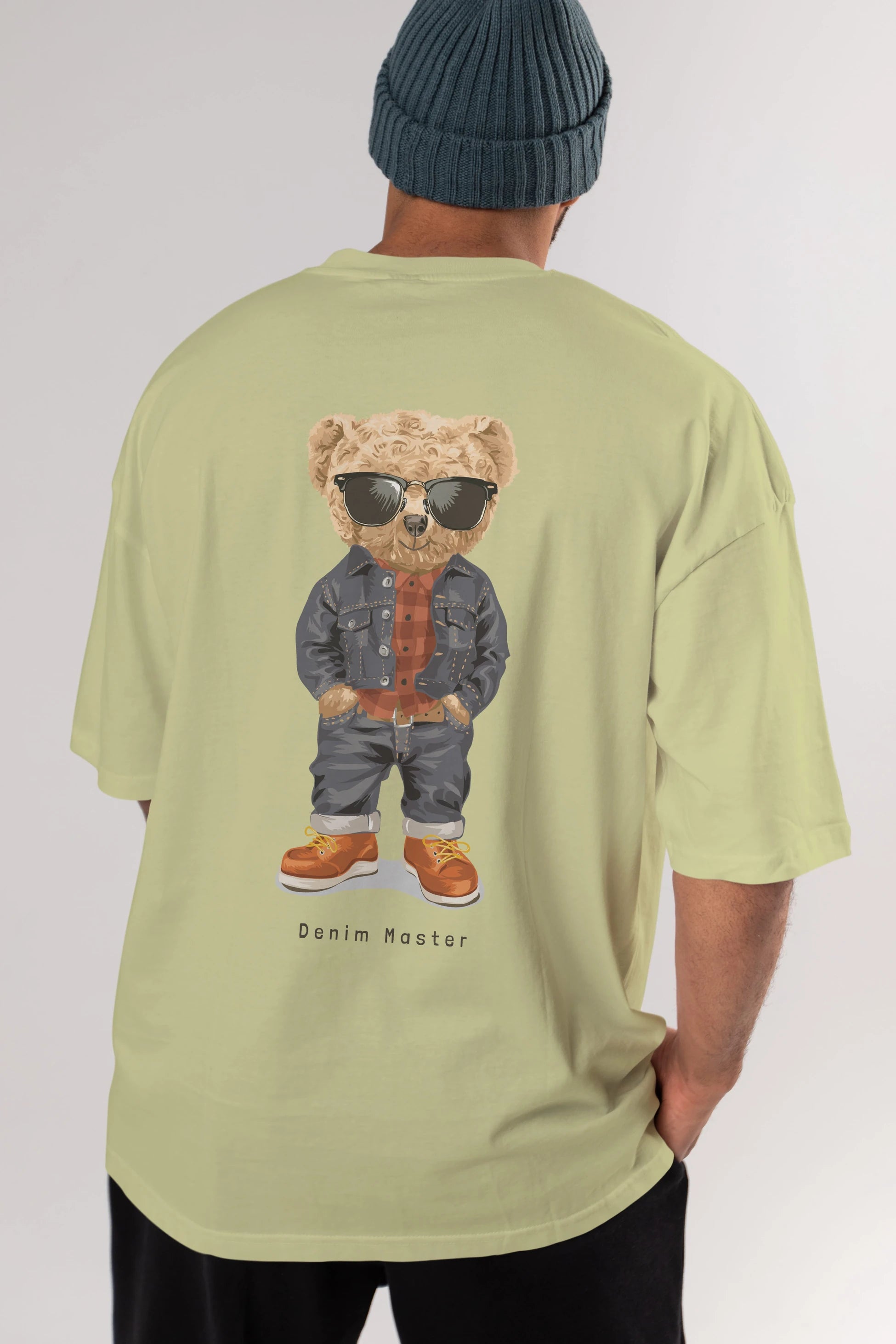 Teddy Bear Tarz Arka Baskılı Oversize t-shirt Erkek Kadın Unisex %100 Pamuk
