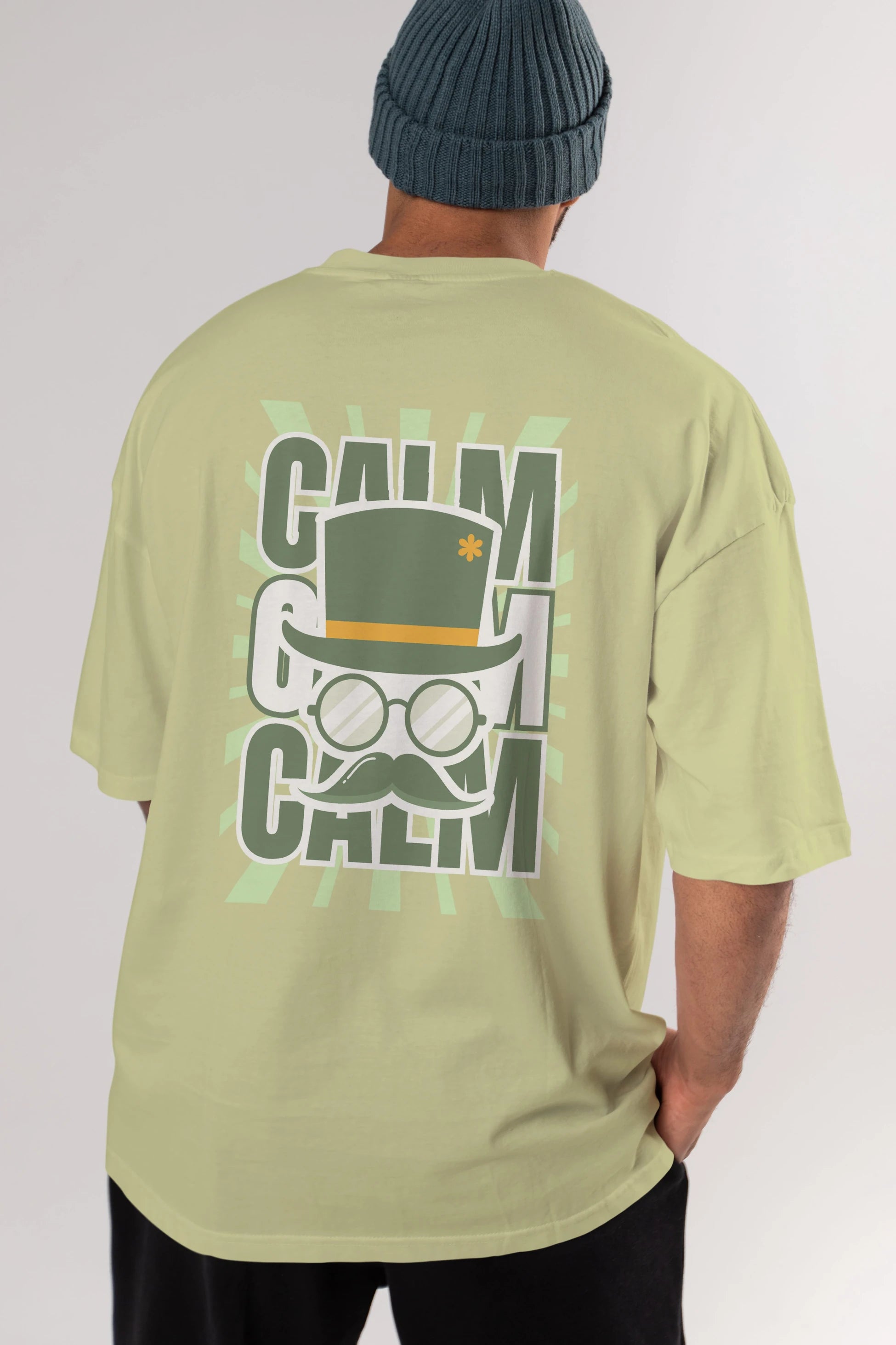 Calm Yazılı Arka Baskılı Oversize t-shirt Erkek Kadın Unisex