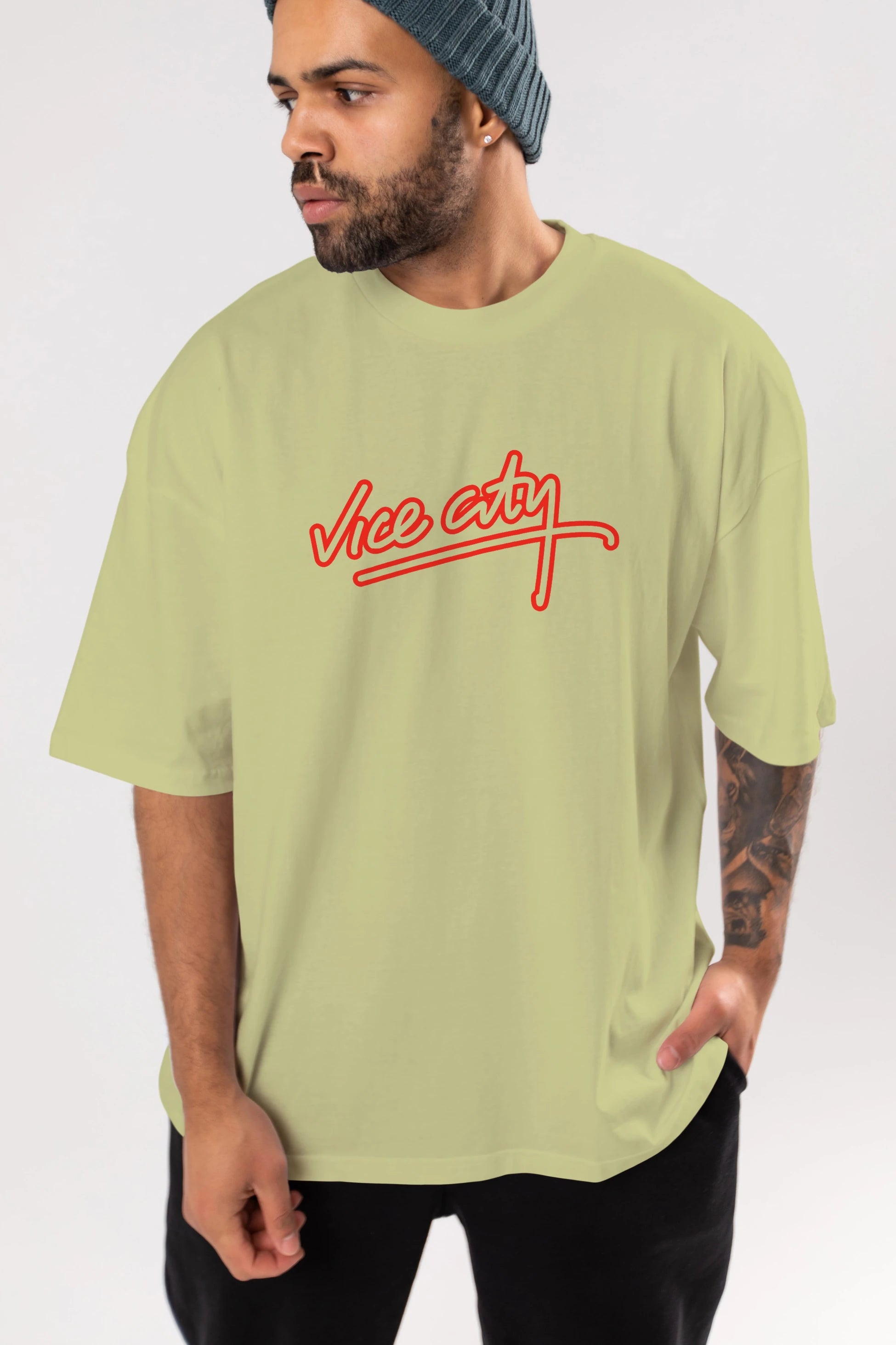 Vice City Ön Baskılı Oversize t-shirt %100 pamuk Erkek Kadın Unisex