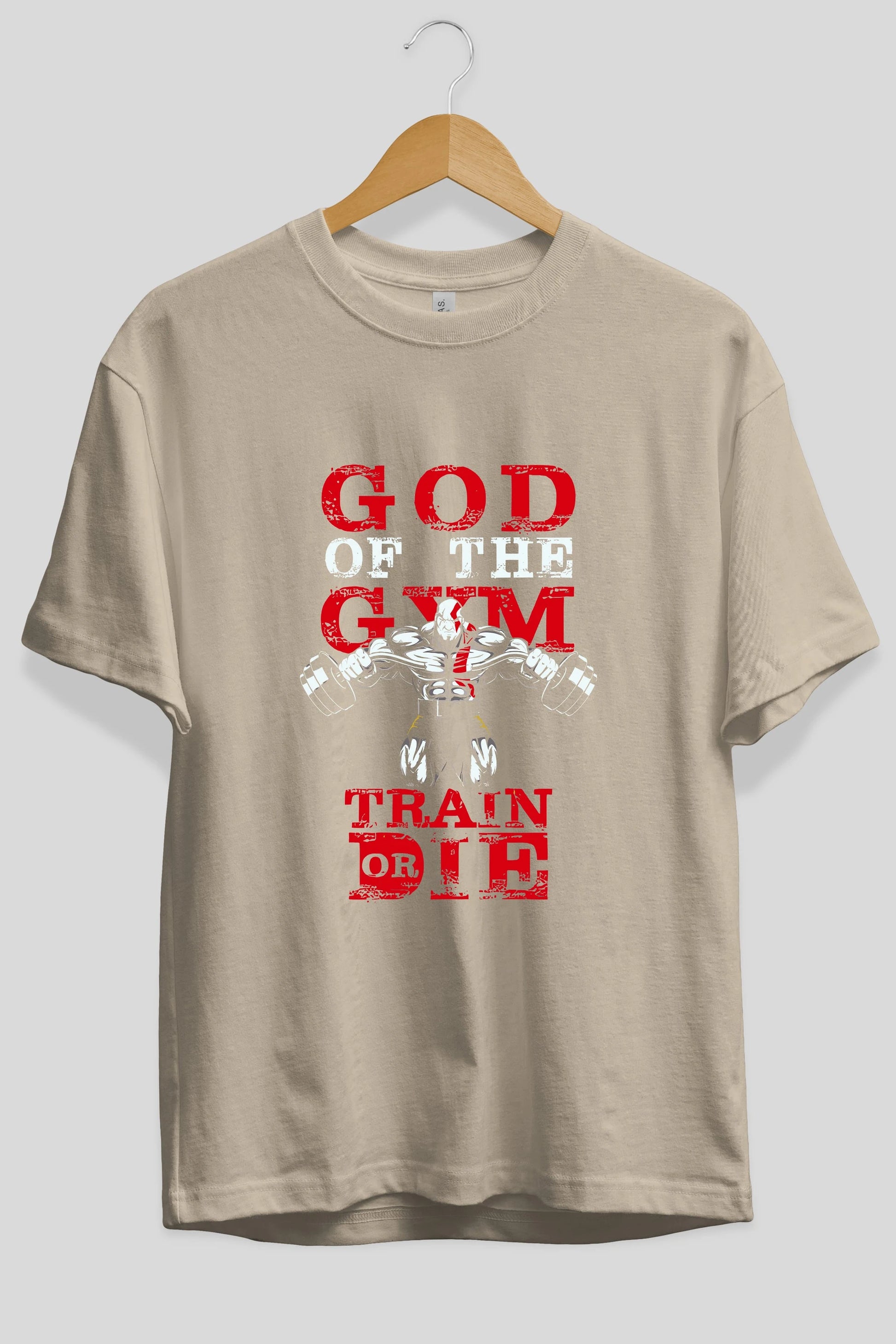 God of The GYM Ön Baskılı Oversize t-shirt Erkek Kadın Unisex %100 Pamuk Bisiklet Yaka tişort