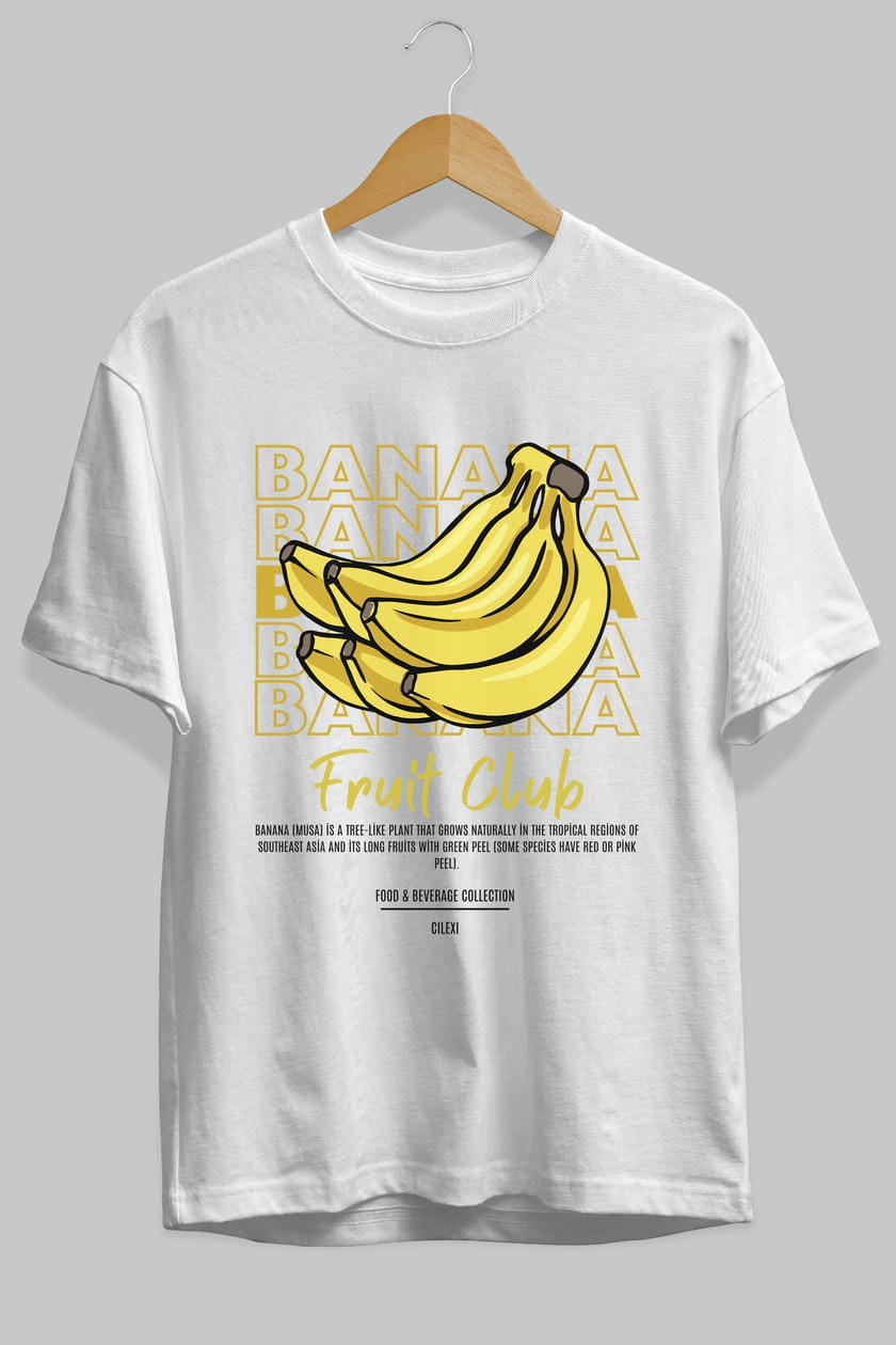 Banana Ön Baskılı Oversize t-shirt Erkek Kadın Pamuk Bisiklet Yaka tişort