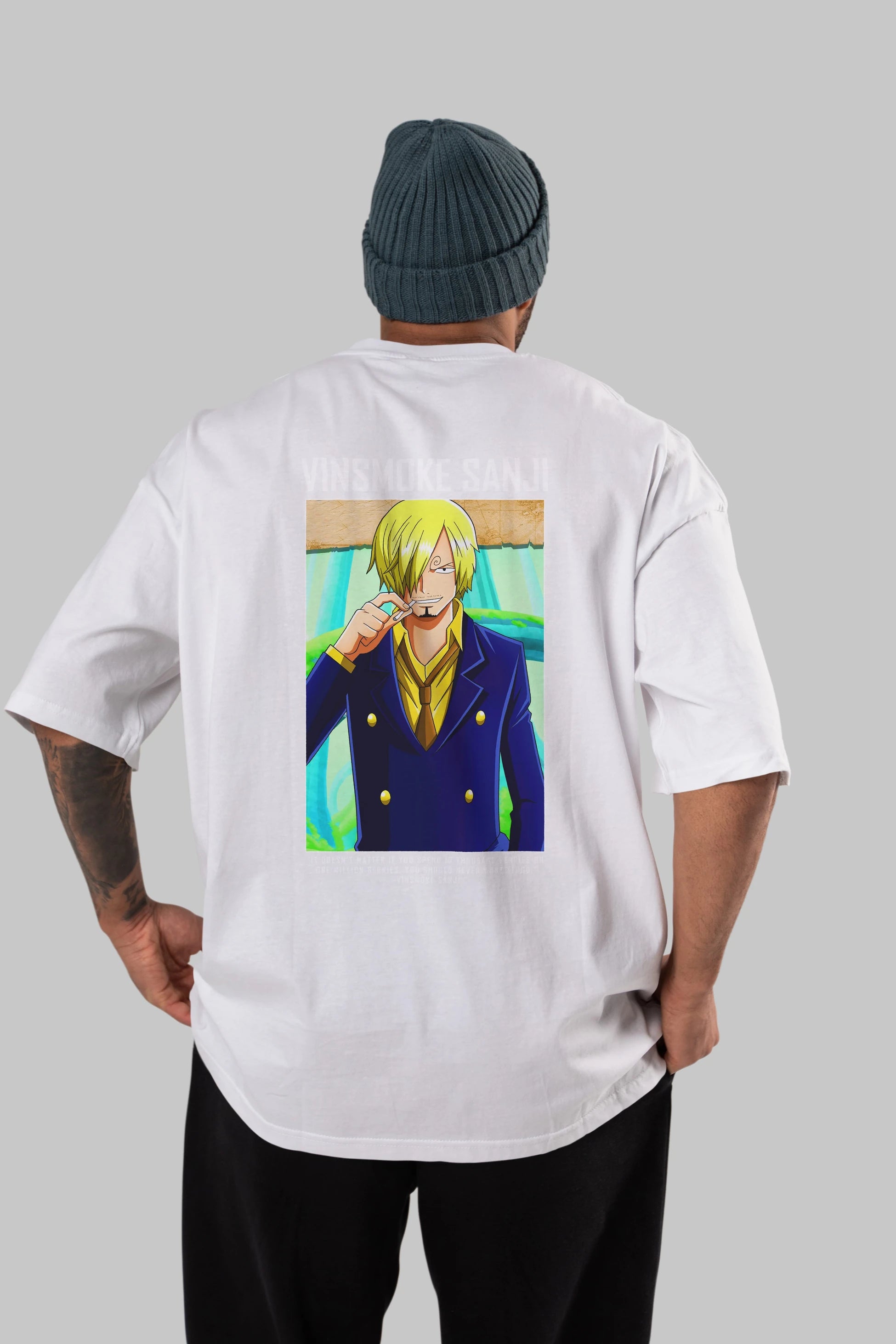 Sanji 2 Anime Arka Baskılı Oversize t-shirt Erkek Kadın Unisex %100 pamuk tişort