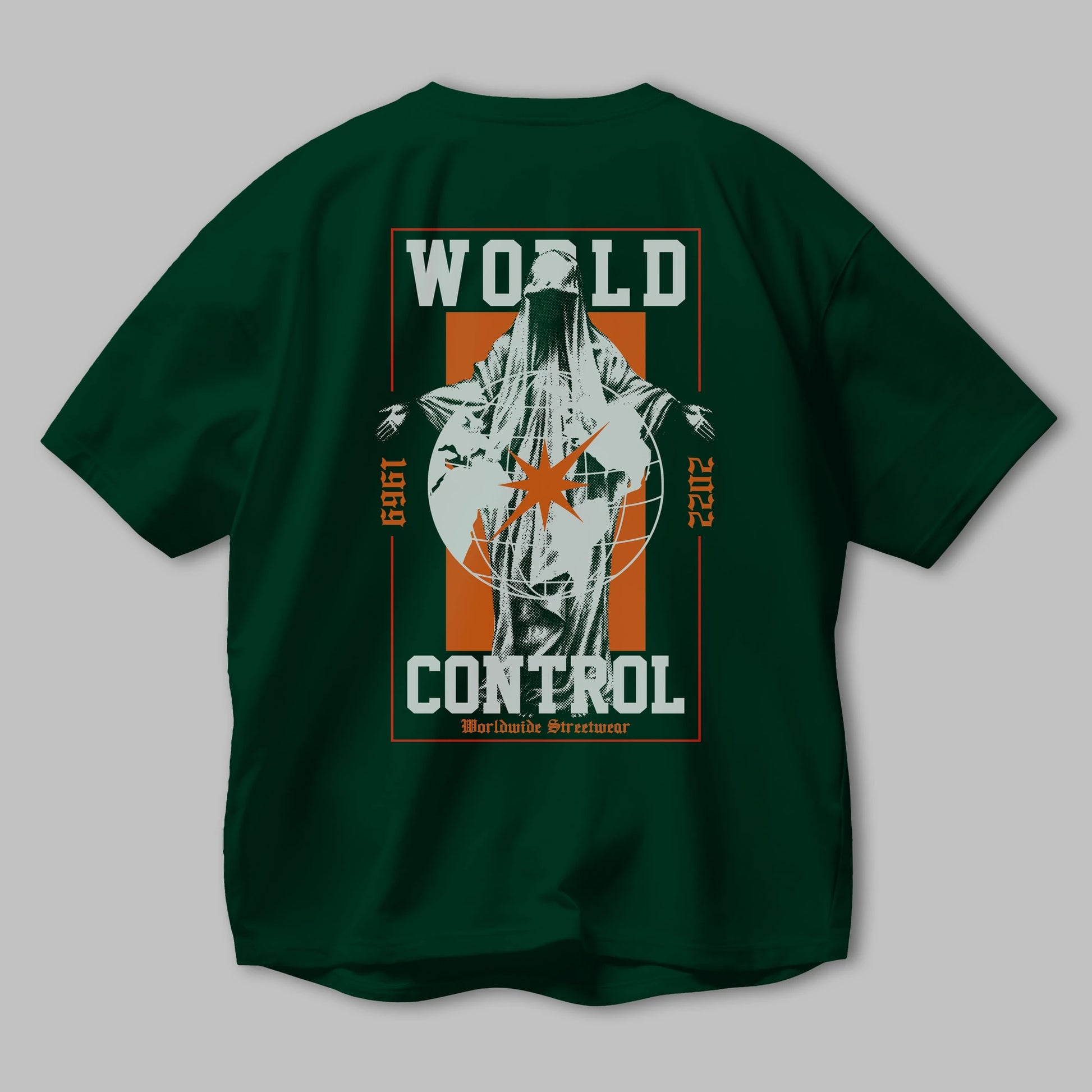 World Control Arka Baskılı Oversize t-shirt Erkek Kadın Unisex