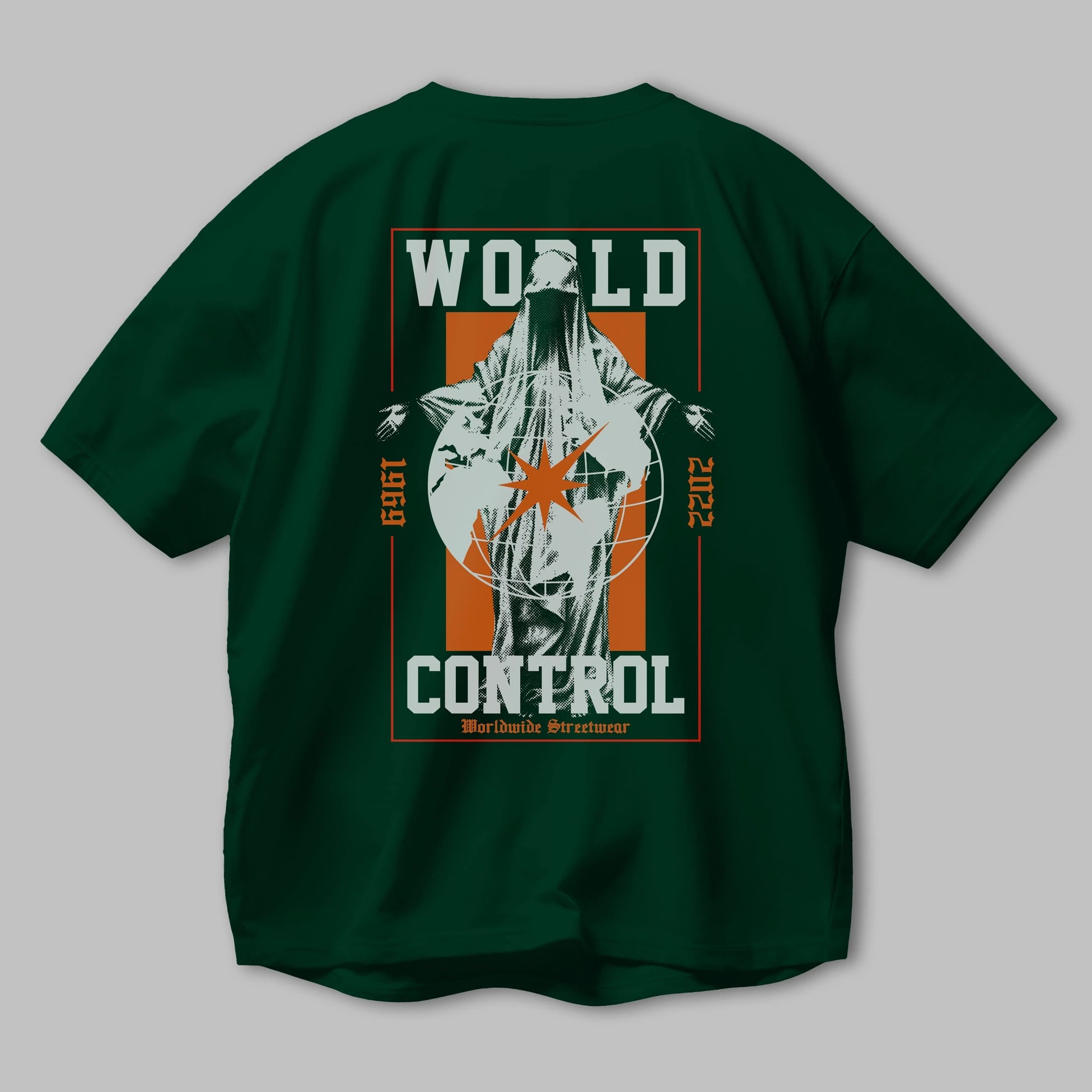 World Control Arka Baskılı Oversize t-shirt Erkek Kadın Unisex