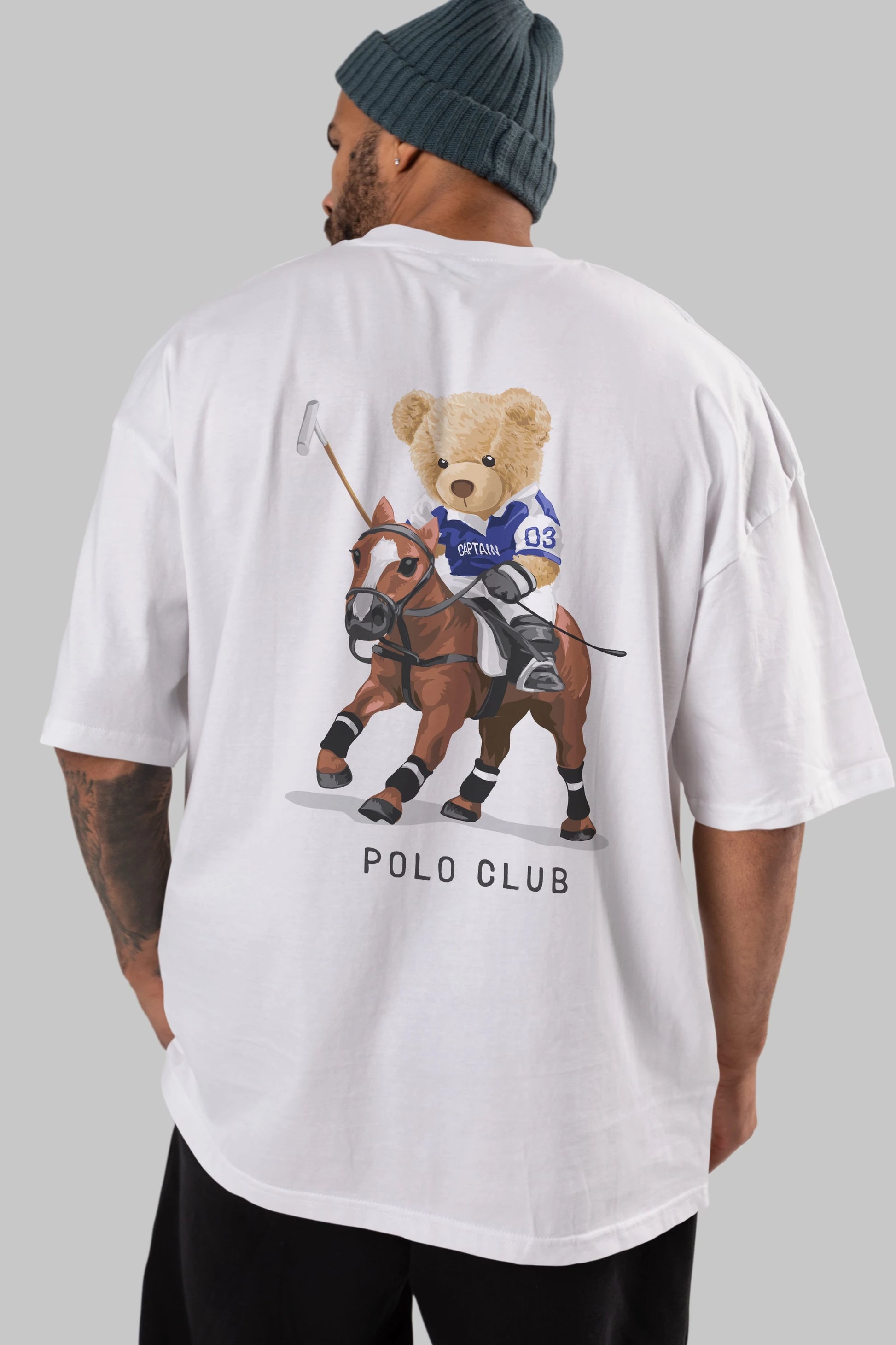 Teddy Bear Polo Club Arka Baskılı Oversize t-shirt Erkek Kadın Unisex %100 Pamuk