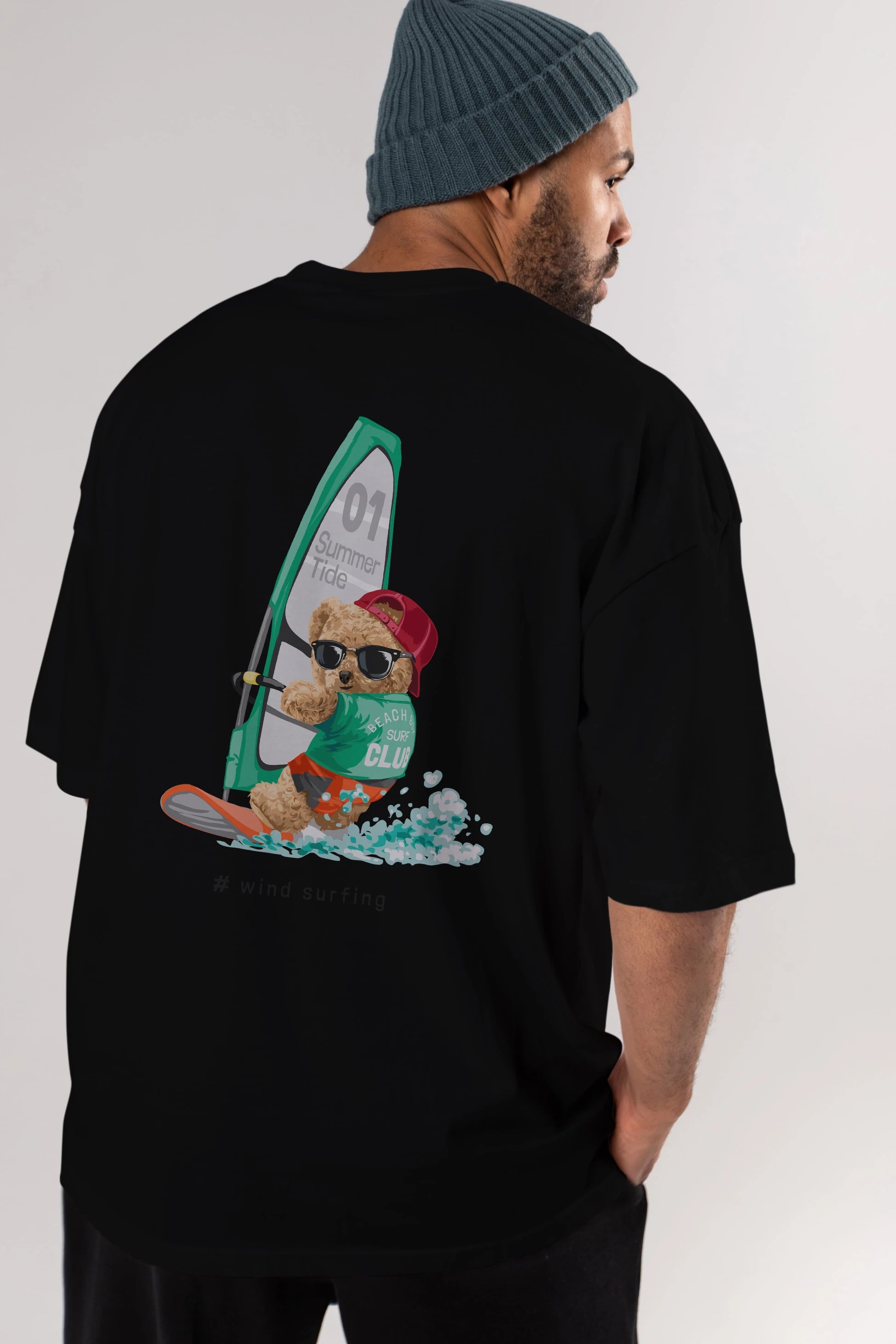 Teddy Bear Summer Tide Arka Baskılı Oversize t-shirt Erkek Kadın Unisex %100 Pamuk