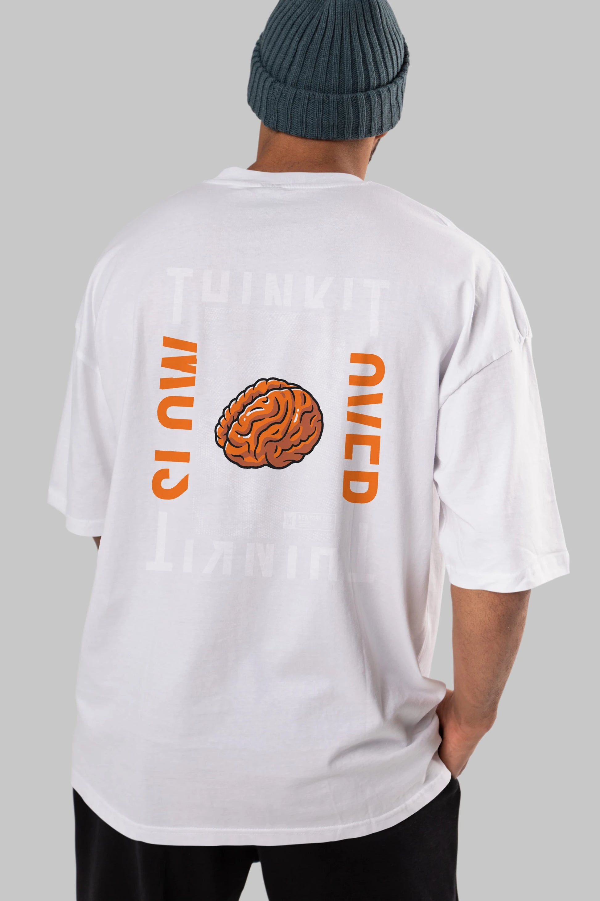 Think it Arka Baskılı Oversize t-shirt Erkek Kadın Unisex