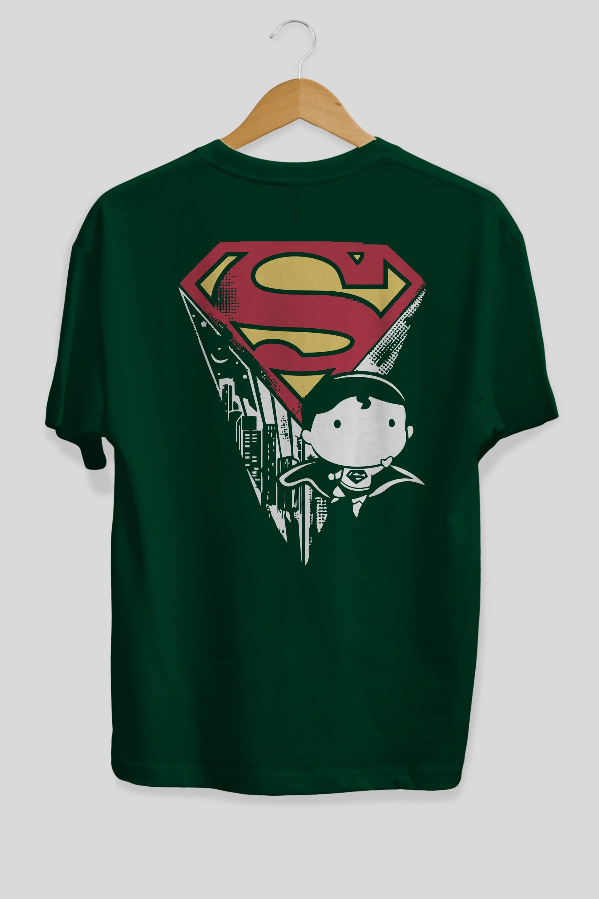 Superman Arka Baskılı Oversize t-shirt Erkek Kadın Unisex %100 Pamuk Bisiklet Yaka tişort