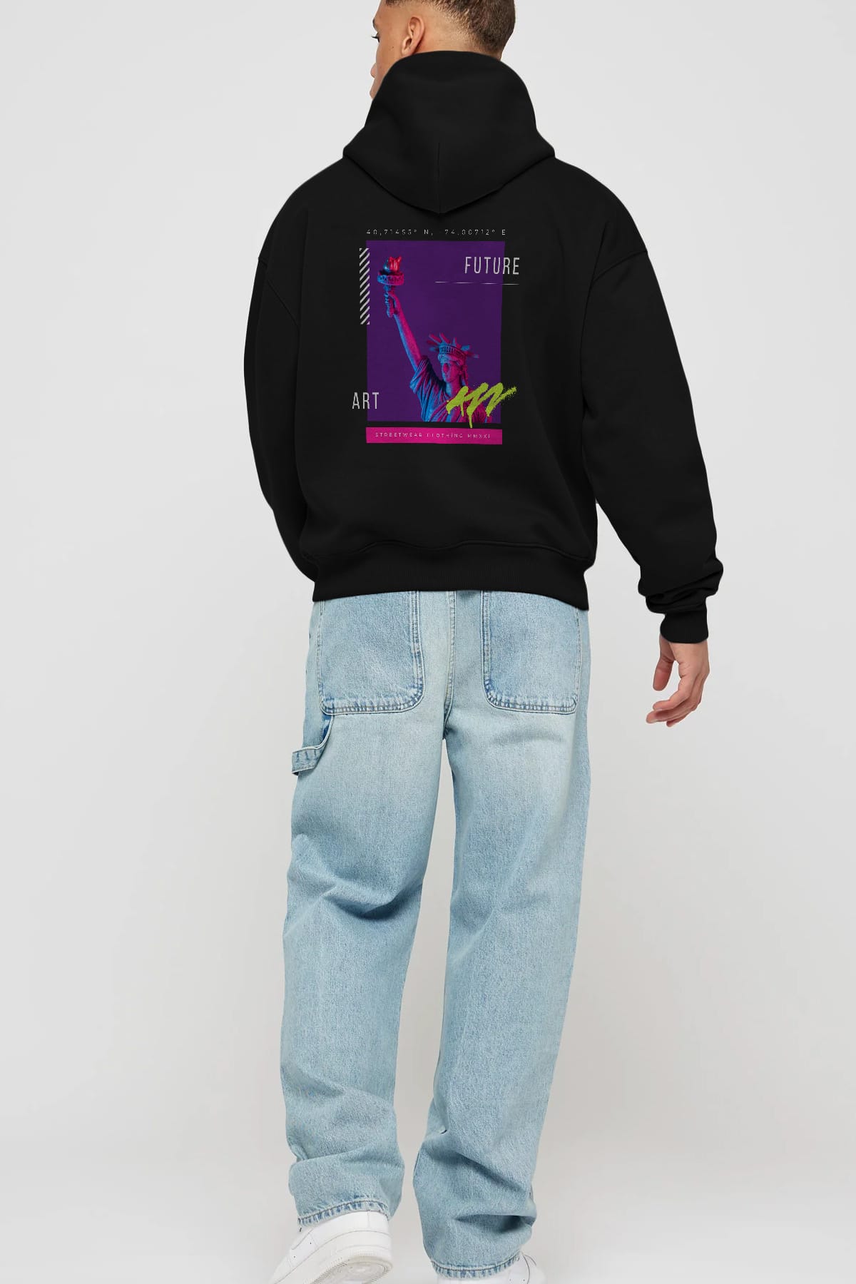 Future Art Arka Baskılı Oversize Hoodie Kapüşonlu Sweatshirt Erkek Kadın Unisex