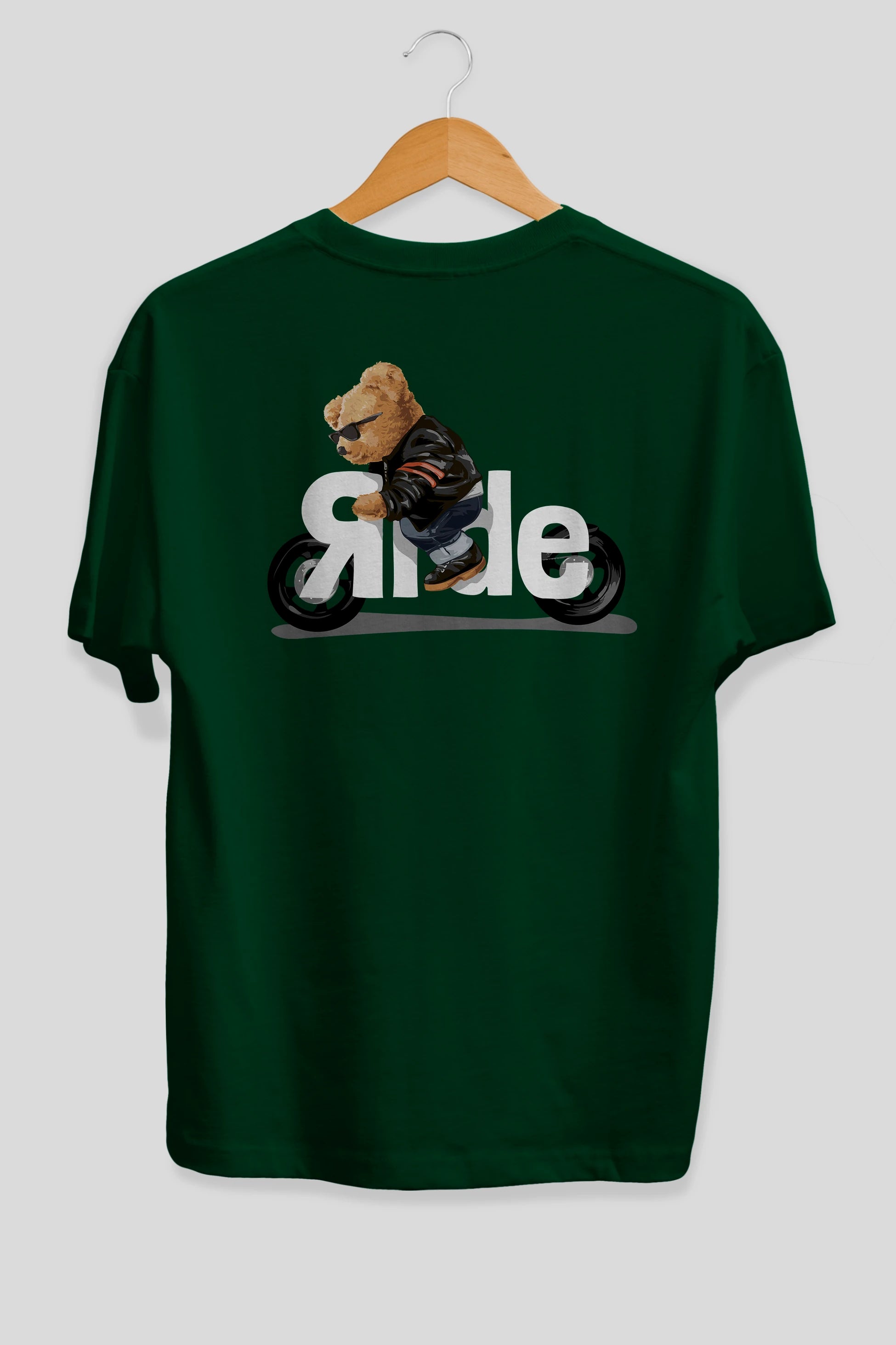 Teddy Bear Ride Arka Baskılı Oversize t-shirt Erkek Kadın Unisex %100 Pamuk