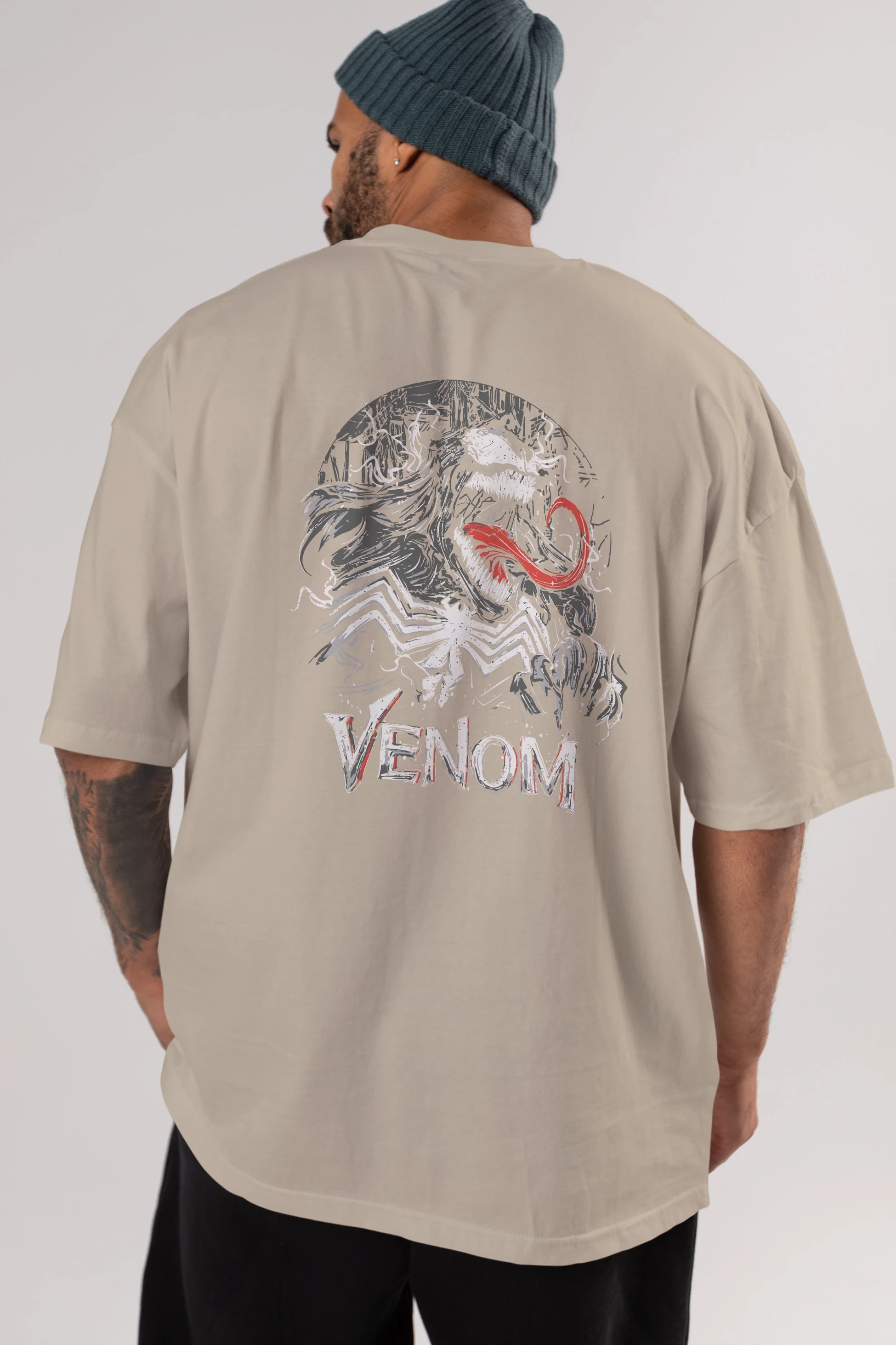 Venom (13) Arka Baskılı Oversize t-shirt Erkek Kadın Unisex %100 Pamuk Bisiklet Yaka tişort