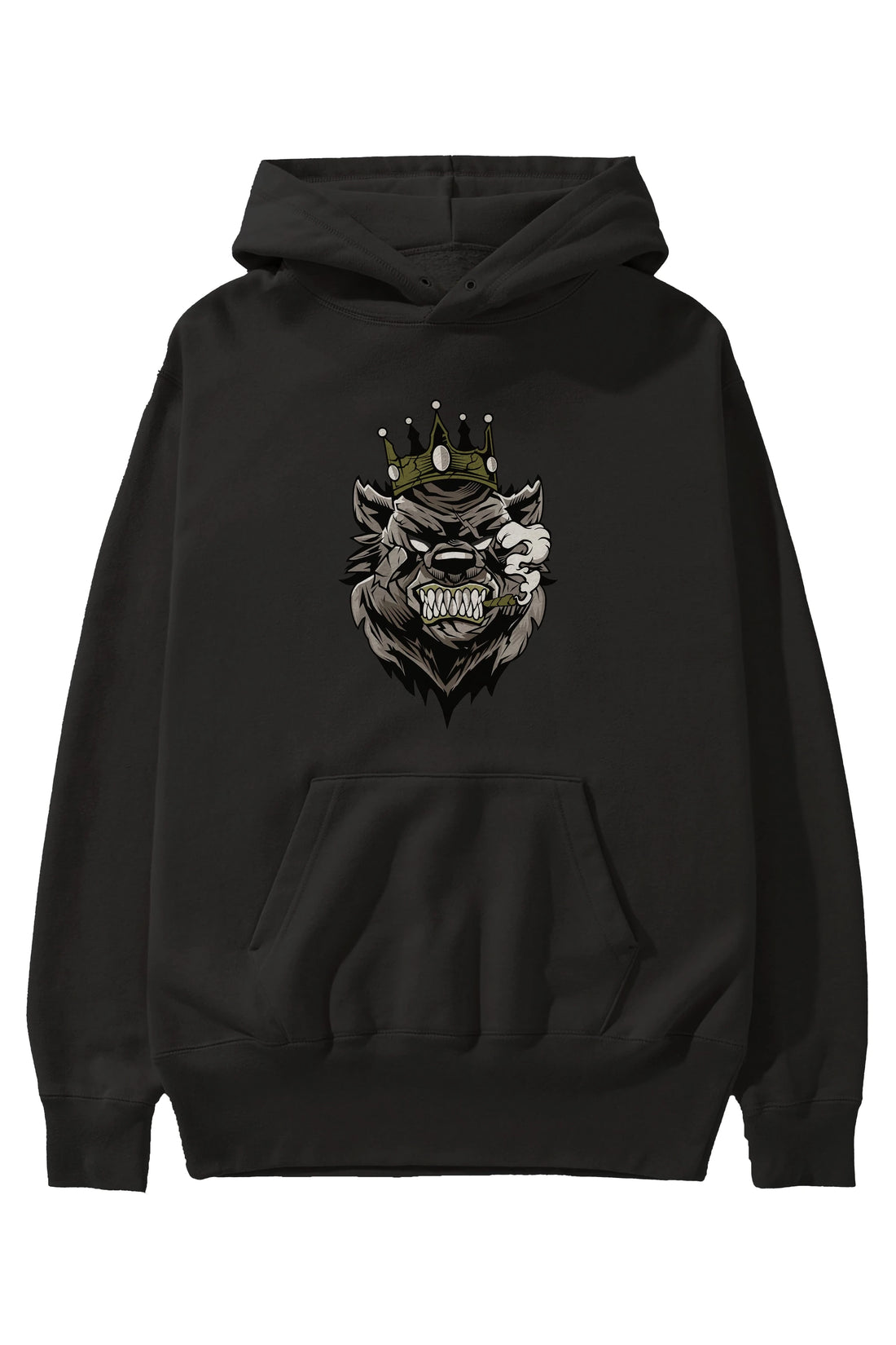 Bear King Ön Baskılı Hoodie Oversize Kapüşonlu Sweatshirt Erkek Kadın Unisex