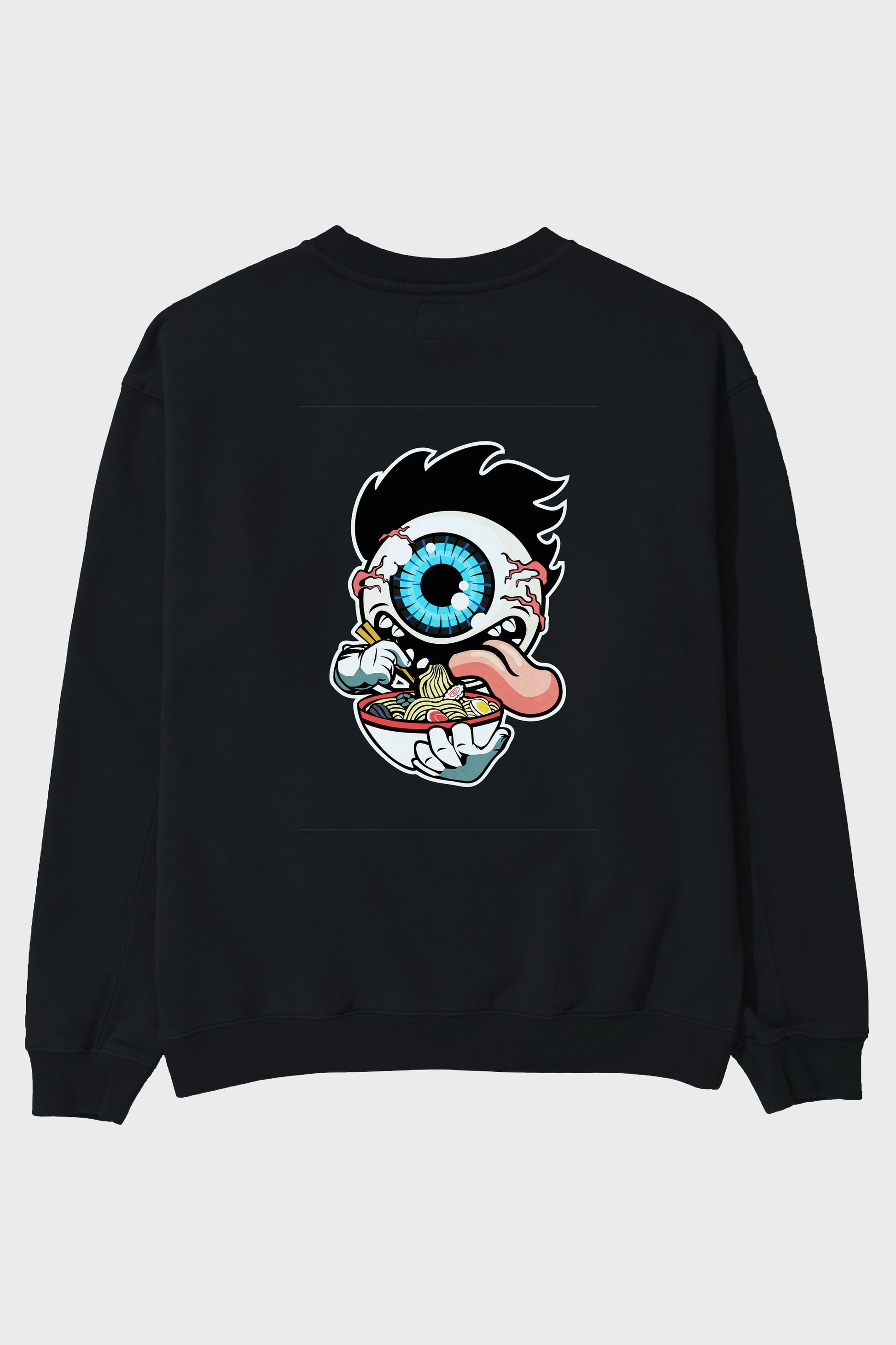 Eyeball Ramen Arka Baskılı Oversize Sweatshirt Erkek Kadın Unisex