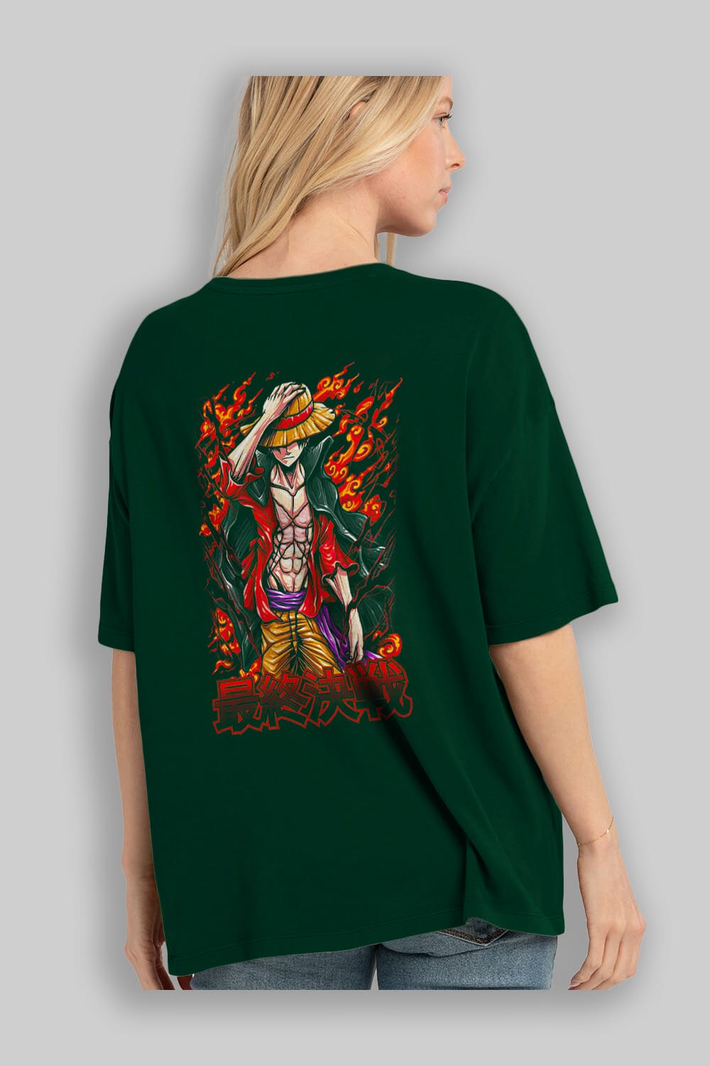 MONKEY D. LUFFY (3) Anime Arka Baskılı Oversize t-shirt Erkek Kadın Unisex