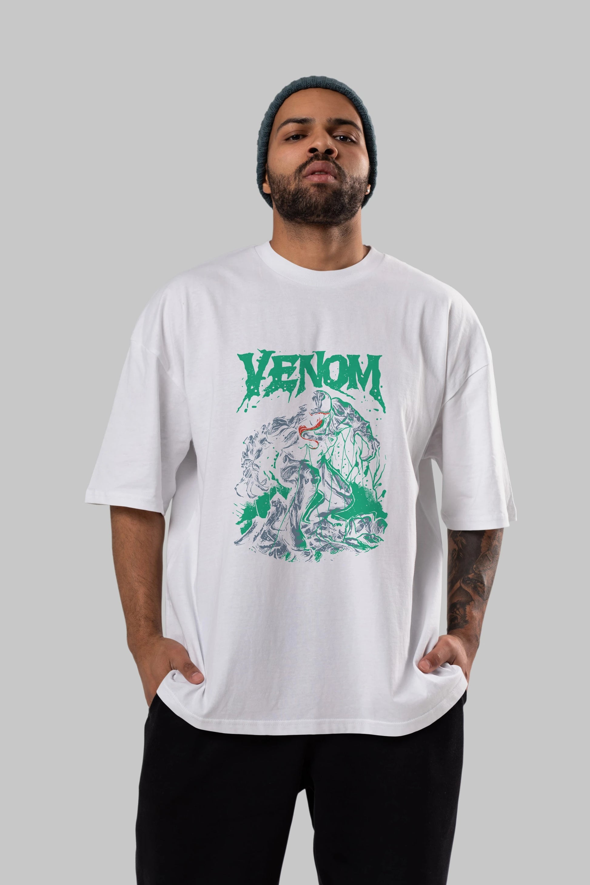 Venom (3) Ön Baskılı Oversize t-shirt Erkek Kadın Unisex %100 Pamuk Bisiklet Yaka tişort