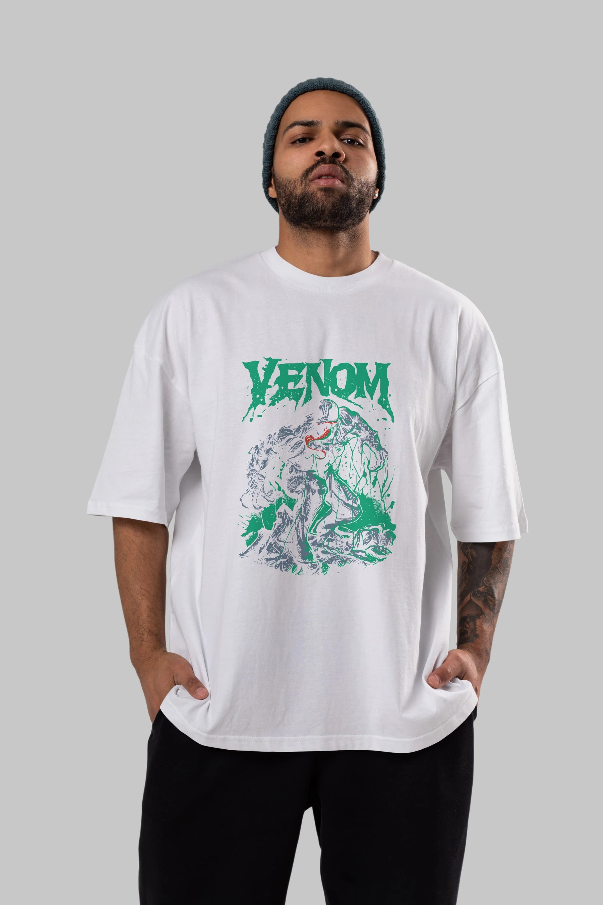 Venom (3) Ön Baskılı Oversize t-shirt Erkek Kadın Unisex %100 Pamuk Bisiklet Yaka tişort