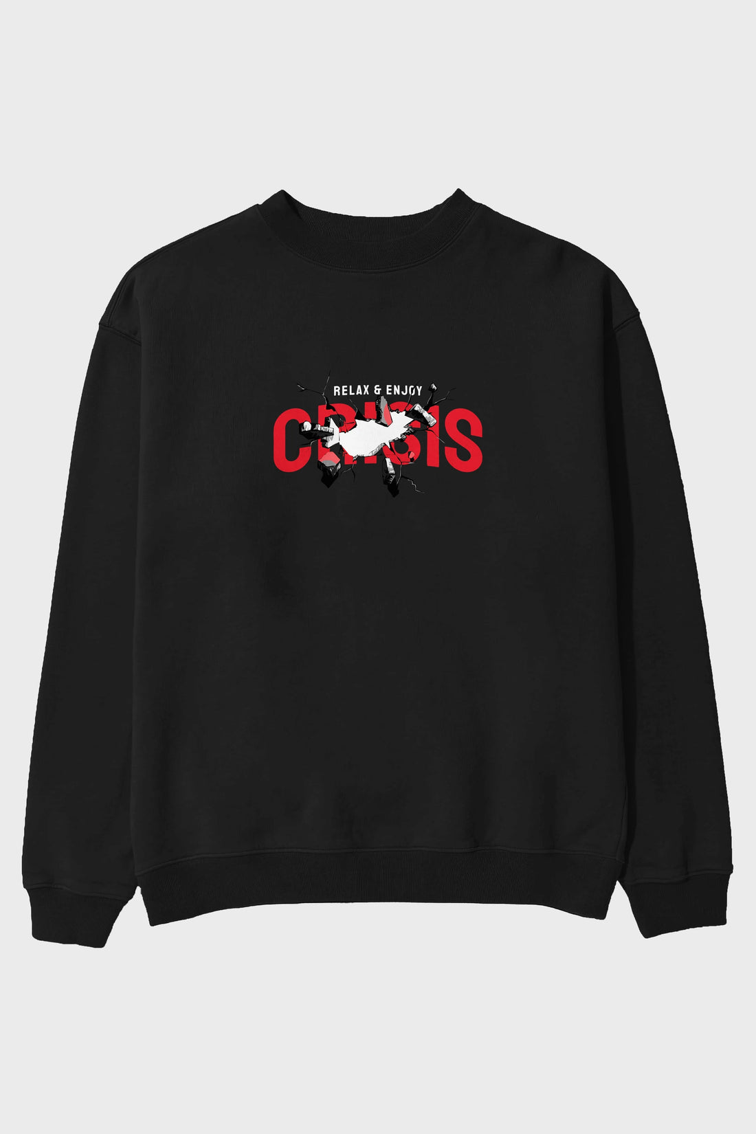 Relax and Enjoy Ön Baskılı Oversize Sweatshirt Erkek Kadın Unisex