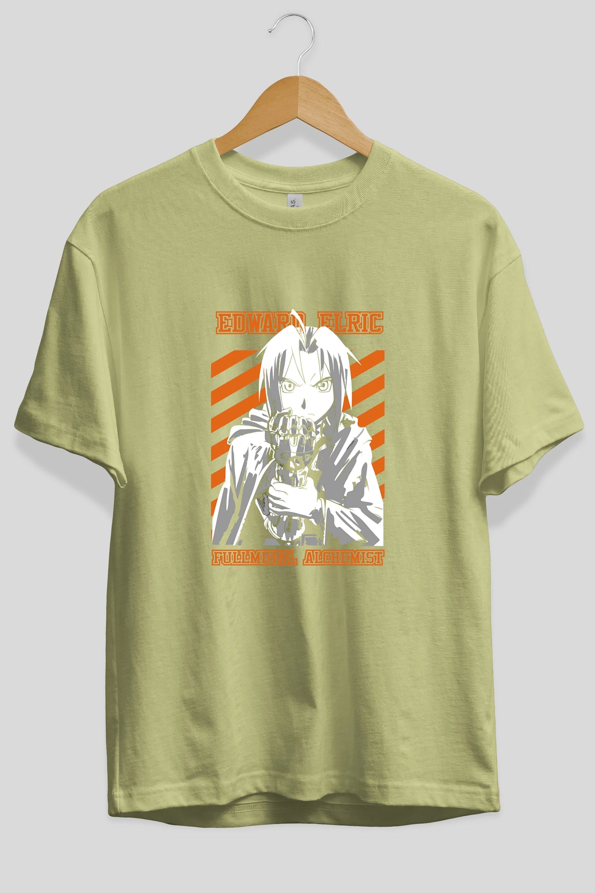 EDWARD ELRIC Anime Ön Baskılı Oversize t-shirt %100 pamuk Erkek Kadın Unisex
