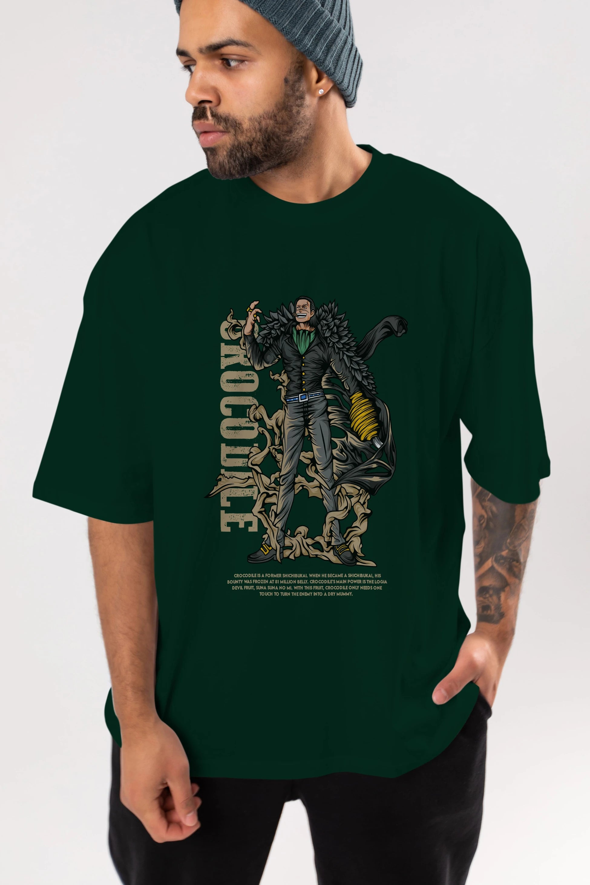 Crocodile Anime Ön Baskılı Oversize t-shirt %100 pamuk Erkek Kadın Unisex