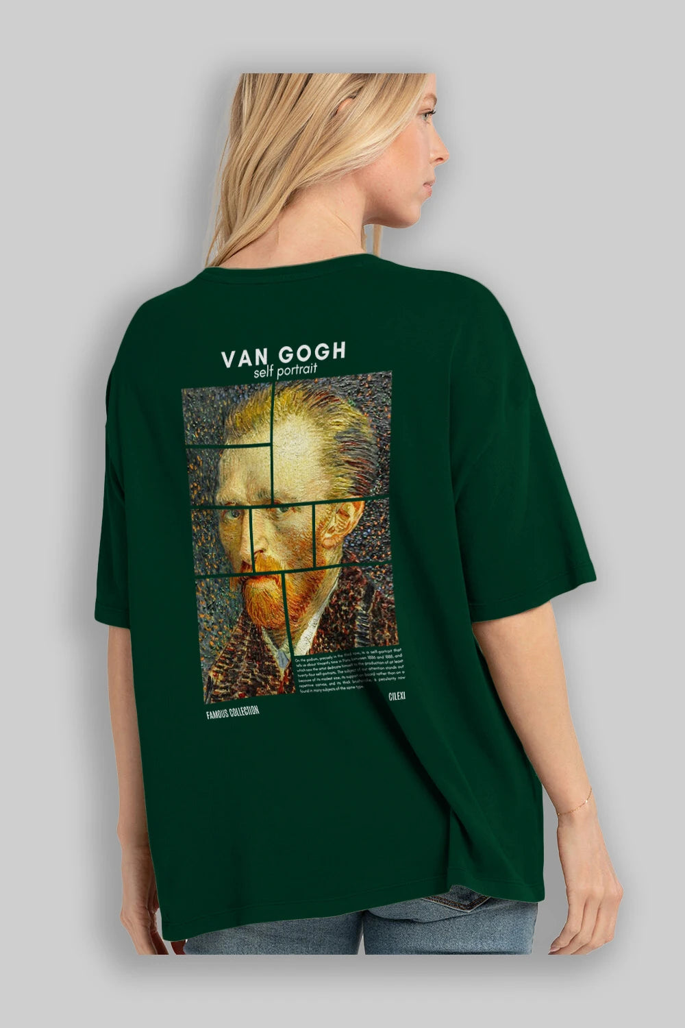 Van Gogh Self Portrait Arka Baskılı Oversize t-shirt Erkek Kadın Bisiklet Yaka Pamuk tişort