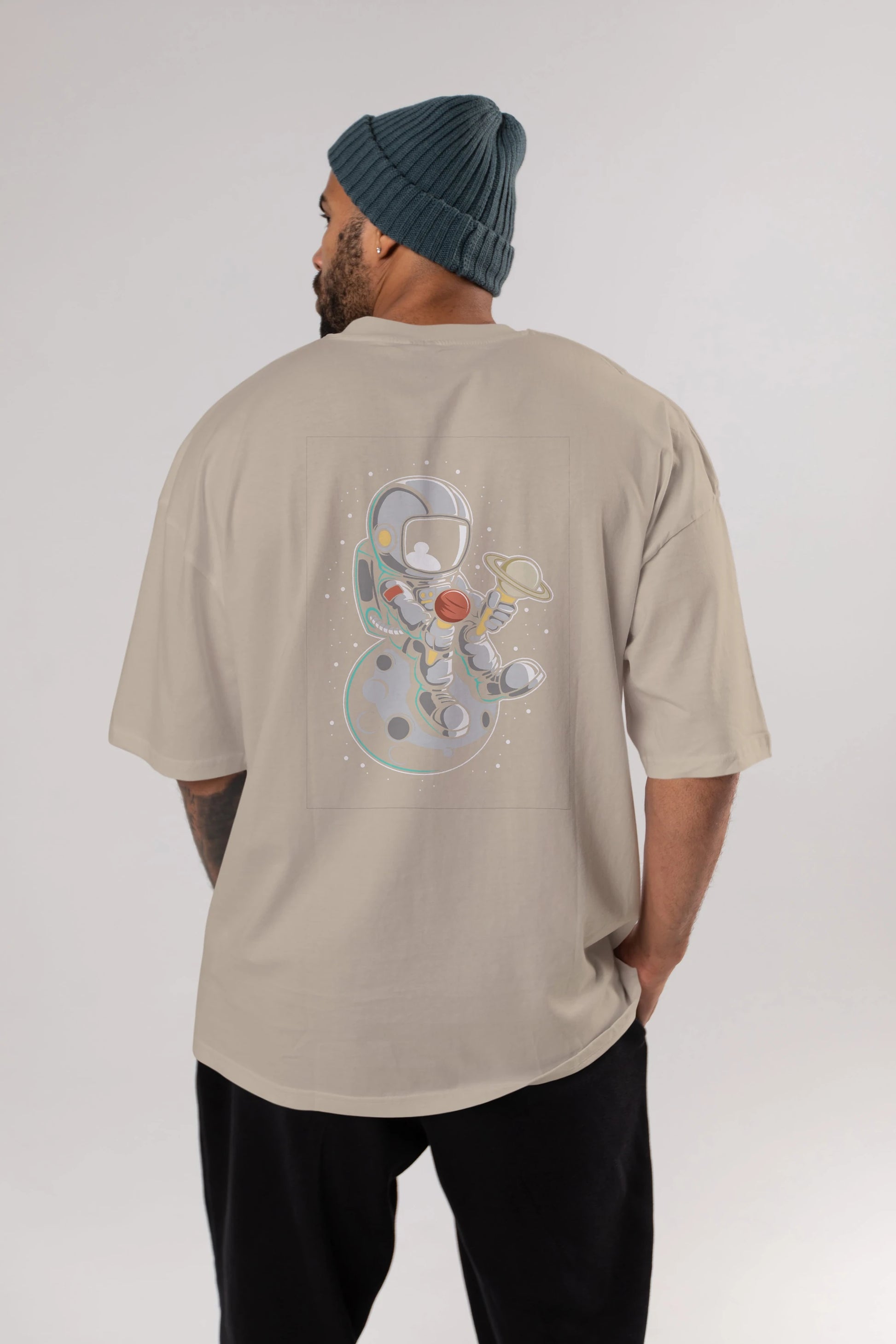 Astronaut Ice Cream (2) Arka Baskılı Oversize t-shirt Erkek Kadın Unisex