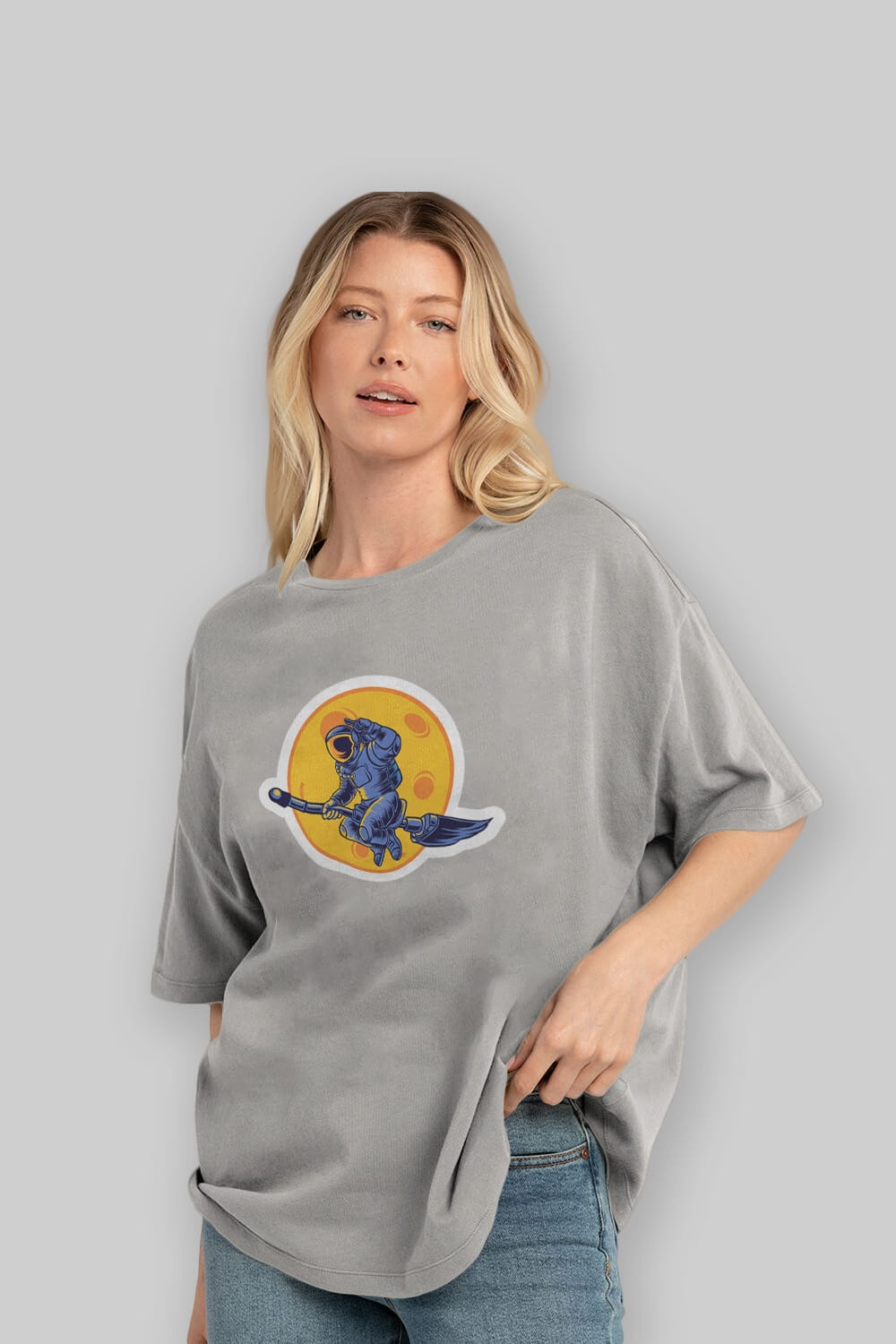 Space Witch Sticker Ön Baskılı Oversize t-shirt Erkek Kadın Unisex