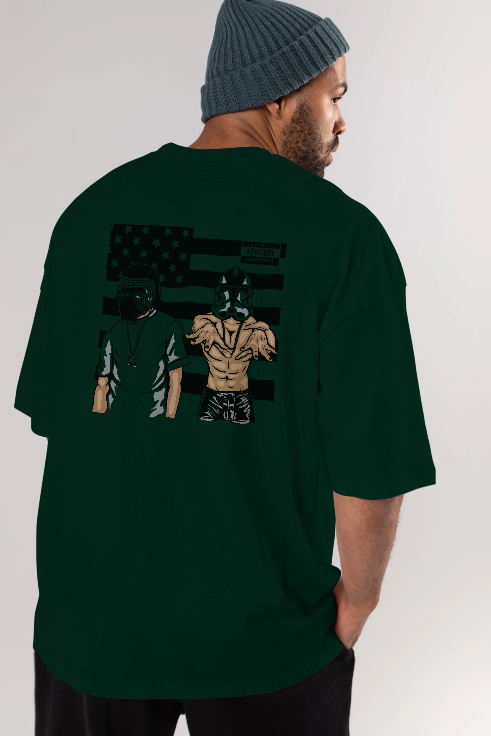 Darkonia Arka Baskılı Oversize t-shirt Erkek Kadın Unisex %100 Pamuk