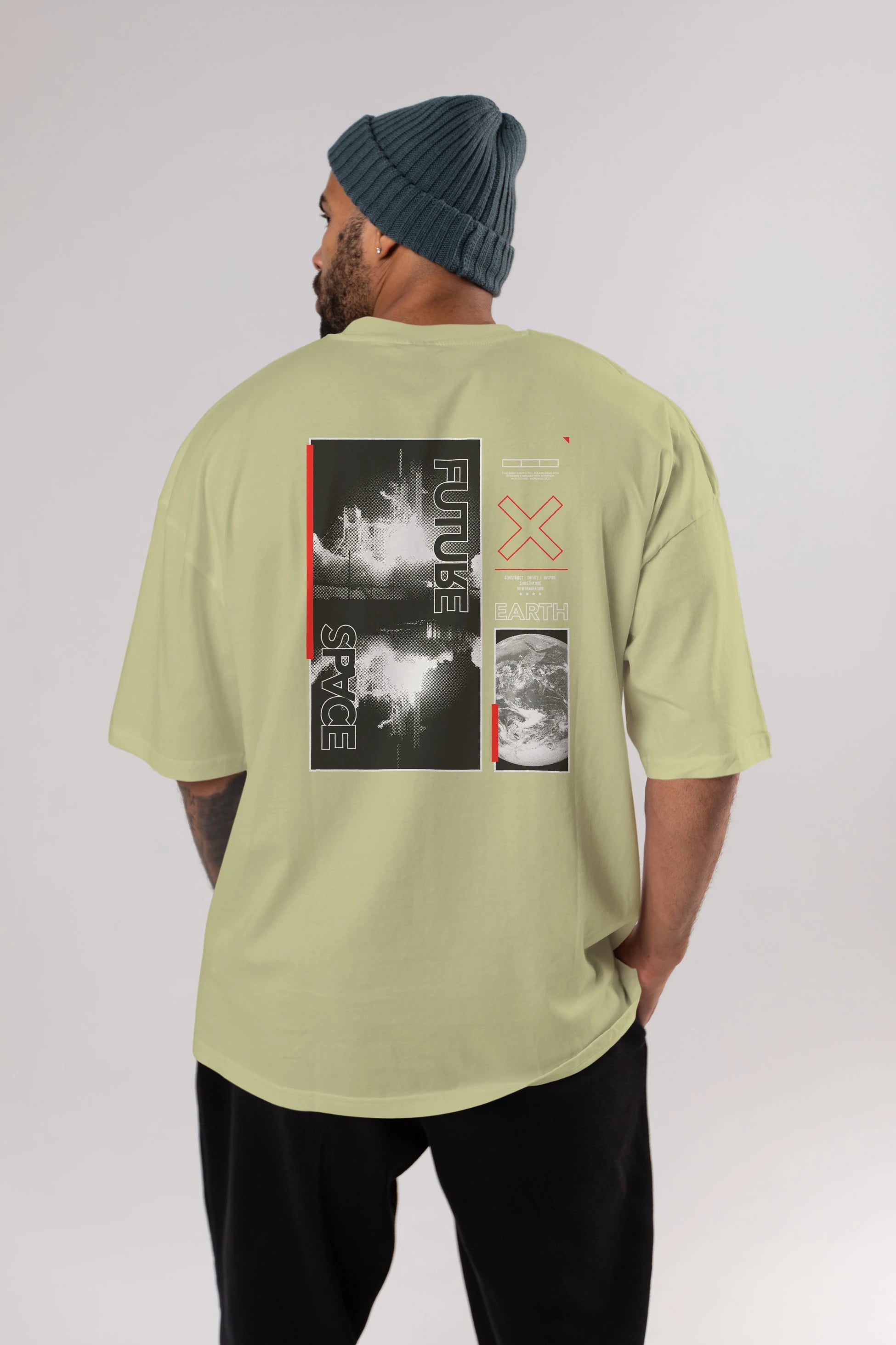 Future Space Arka Baskılı Oversize t-shirt Erkek Kadın Unisex