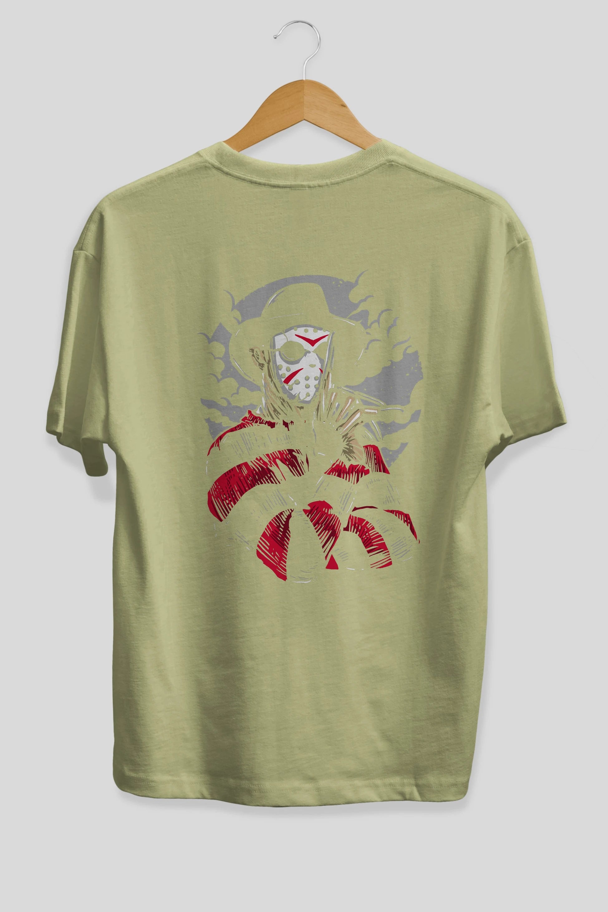 Freddy VS Jason (2) Arka Baskılı Oversize t-shirt Erkek Kadın Unisex %100 Pamuk