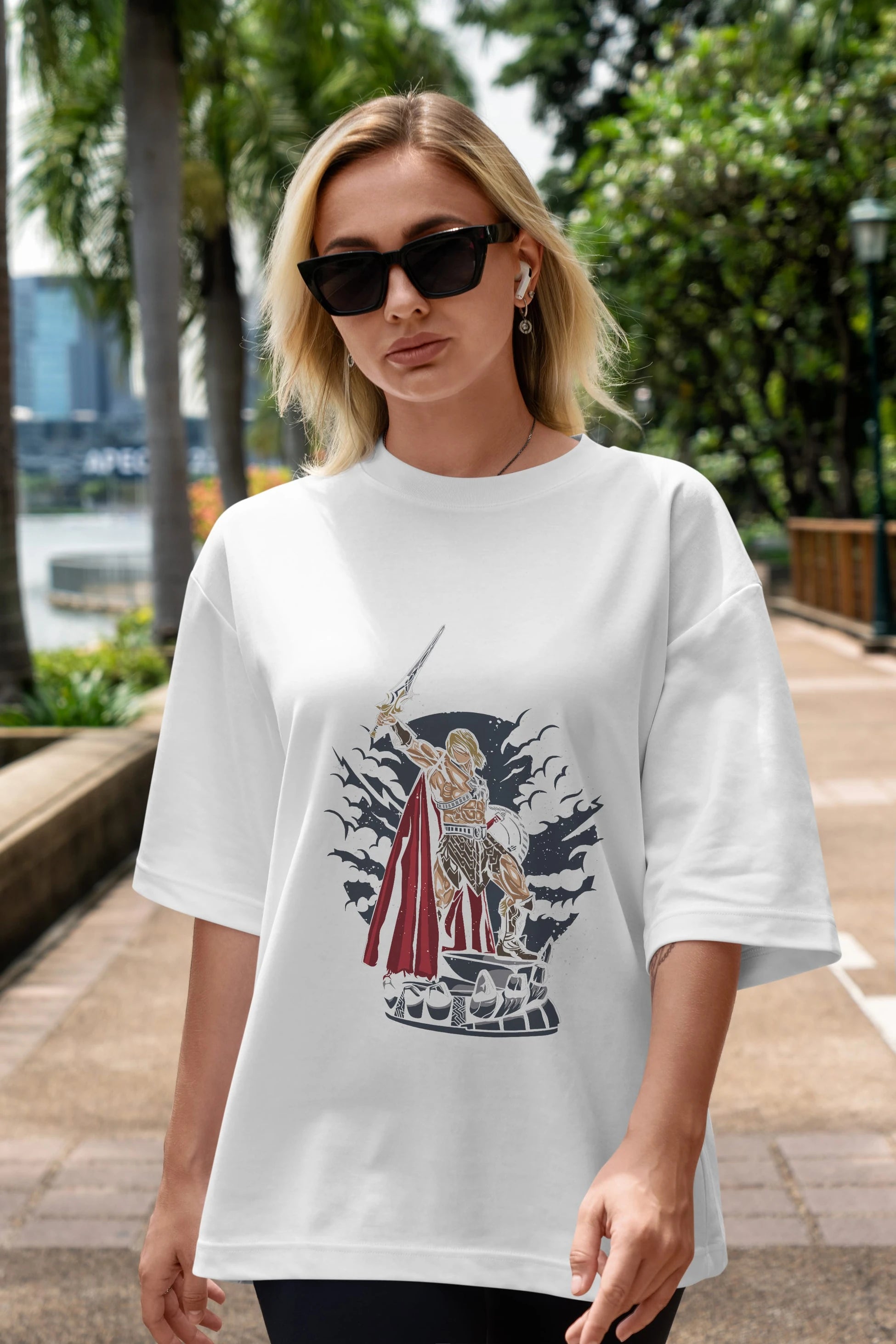 Warrior Ön Baskılı Oversize t-shirt Erkek Kadın Unisex %100 Pamuk tişort