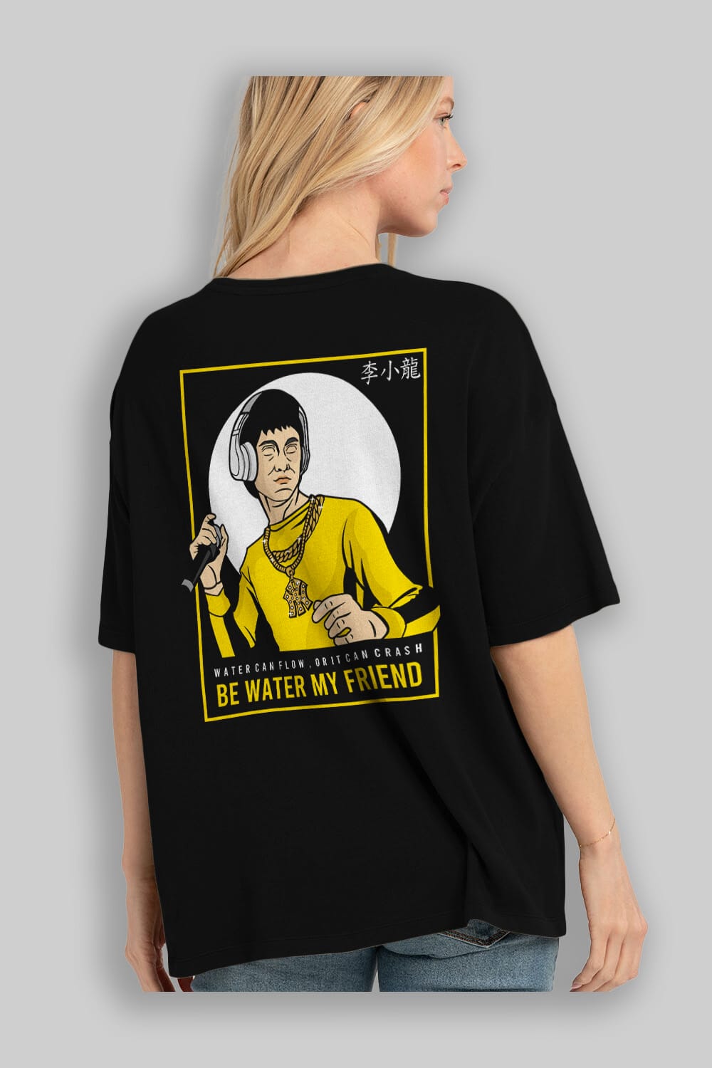 Bruce Lee Rapper Arka Baskılı Oversize t-shirt Erkek Kadın Unisex %100 Pamuk tişort